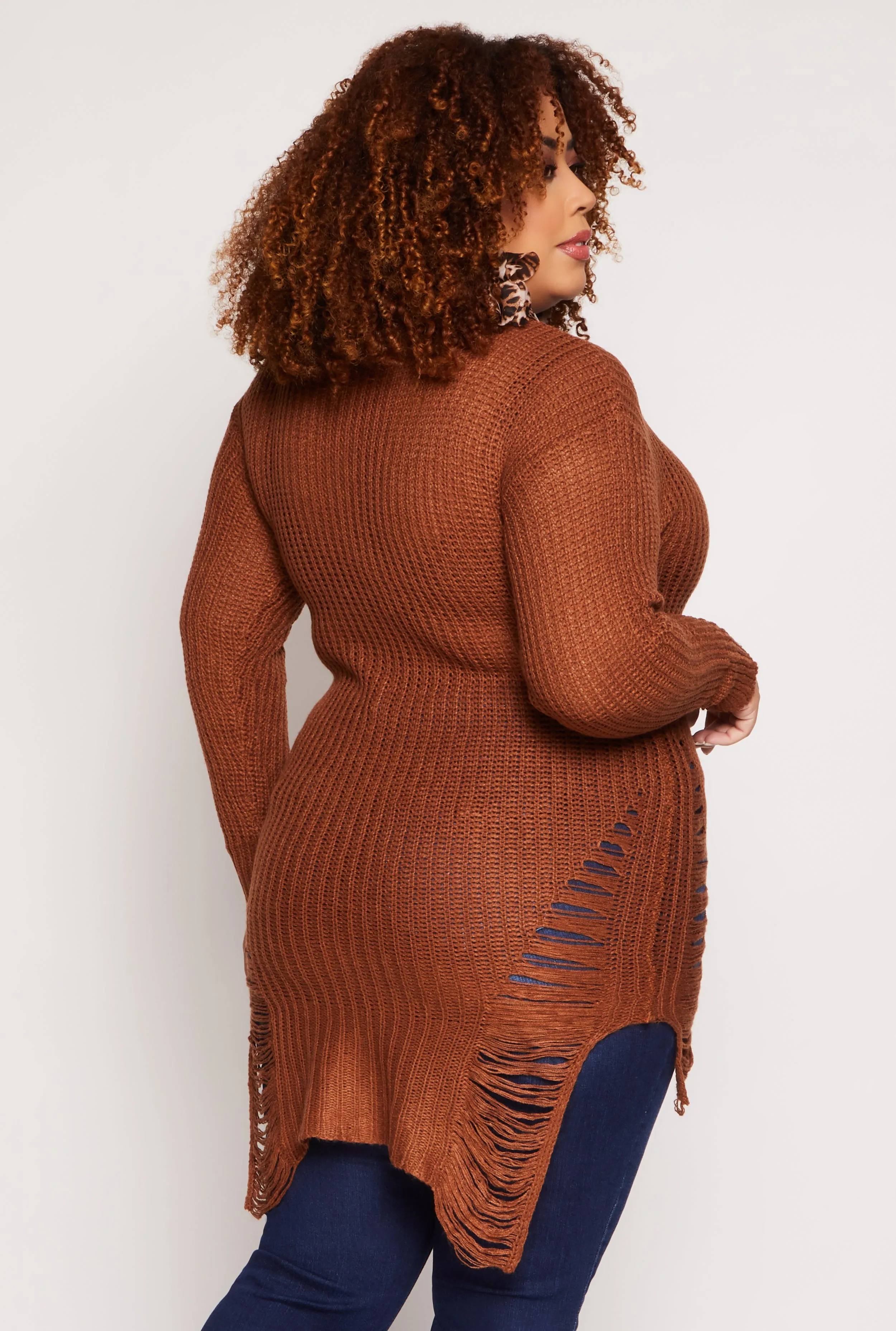 Plus Size Distressed Crew Neck Sweater sold by Rainbow product image thumbnail 3