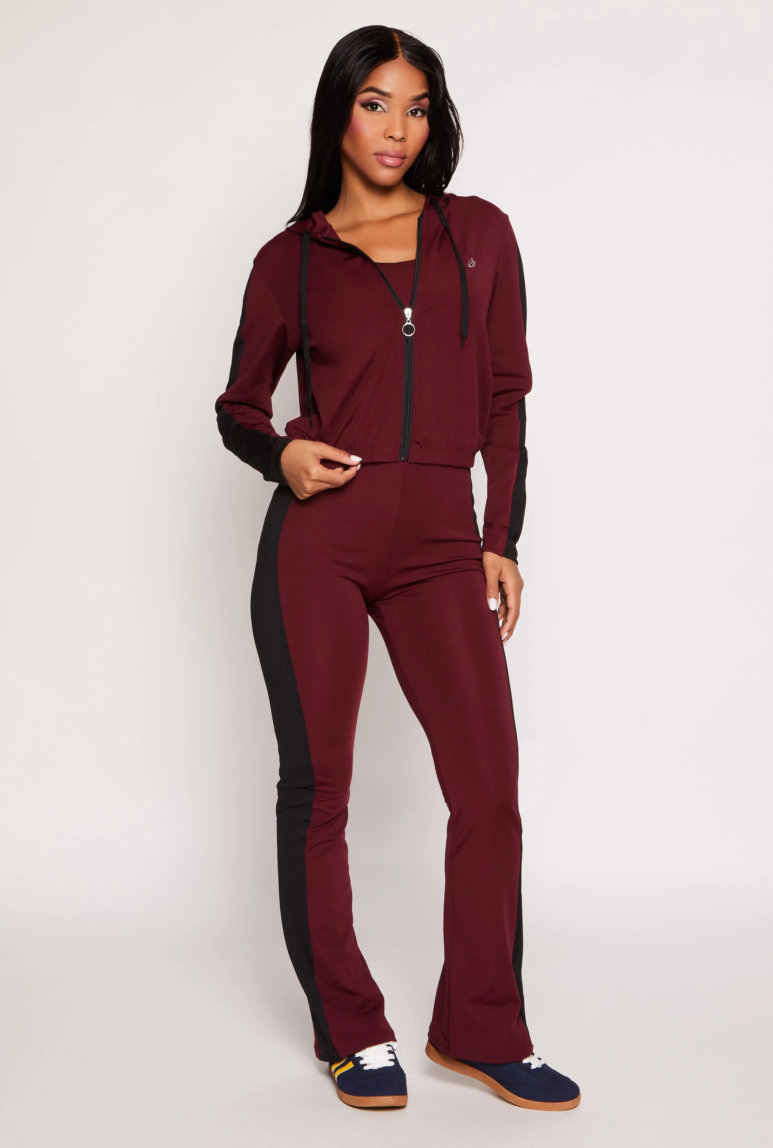 Color Block Zip Front Cropped Hoodie sold by Rainbow product image thumbnail 2