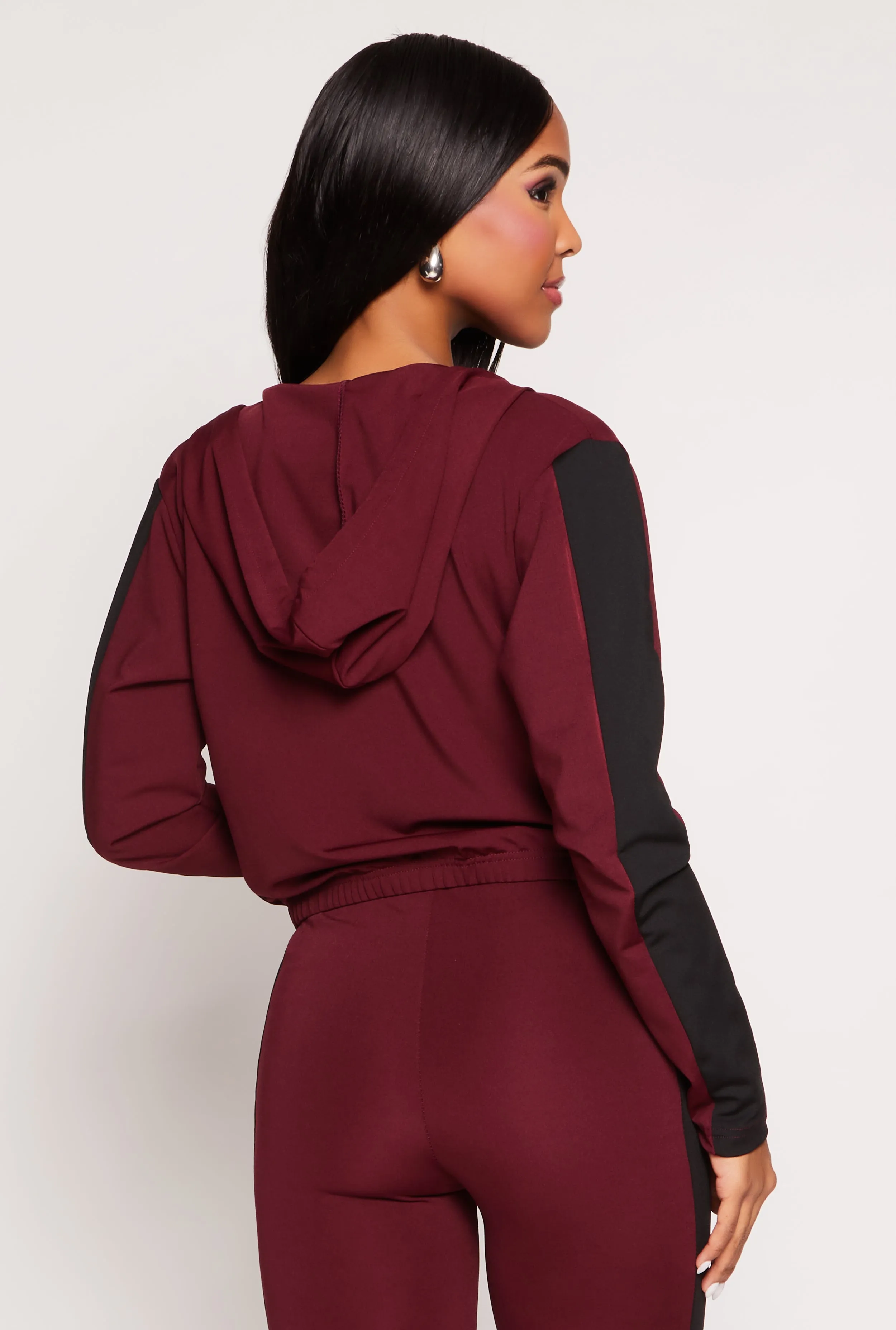 Color Block Zip Front Cropped Hoodie sold by Rainbow product image thumbnail 3