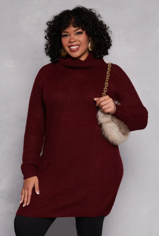 Plus Size Turtle Neck Tunic Sweater sold by Rainbow