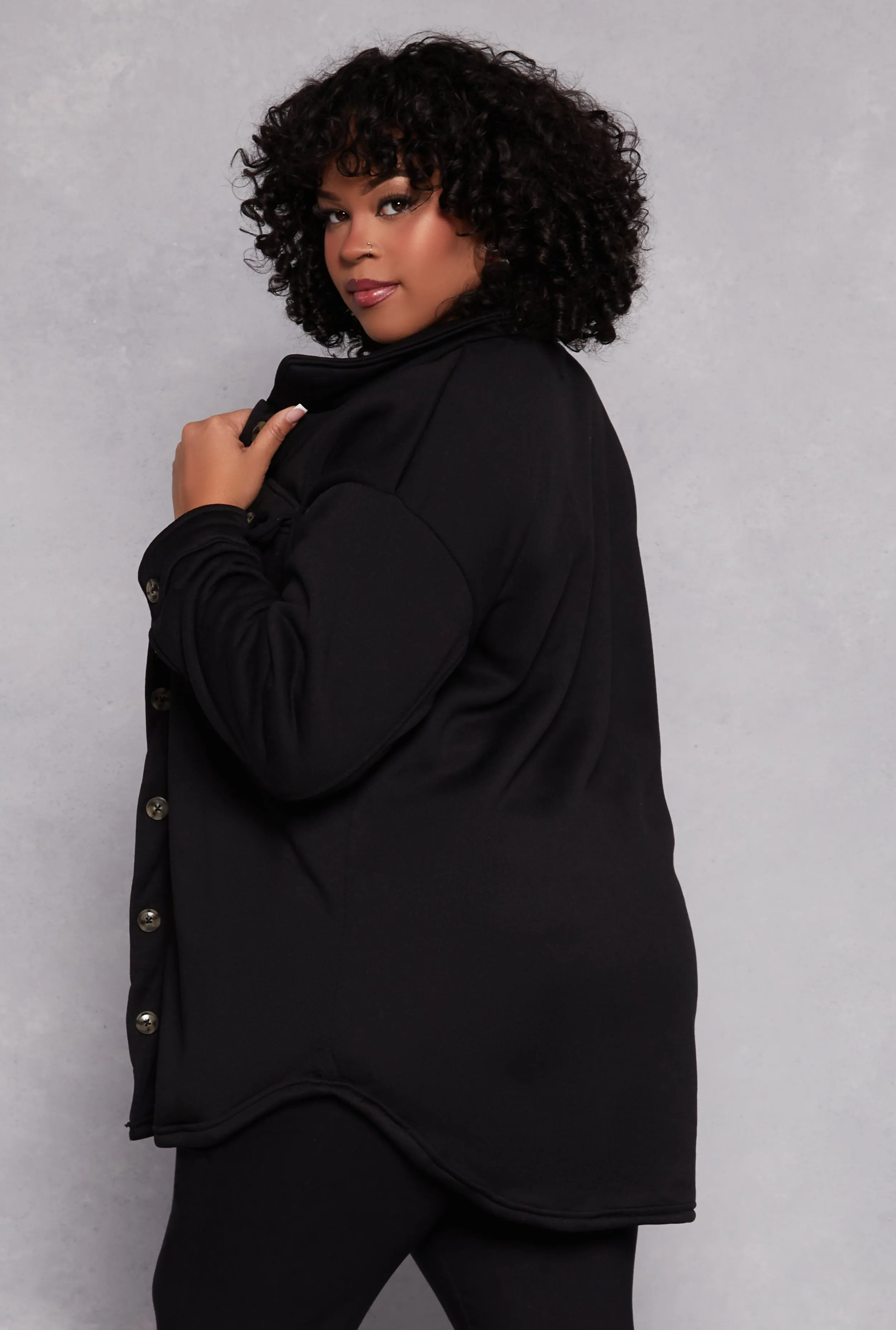 Plus Size Solid Shacket sold by Rainbow product image thumbnail 3