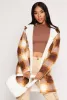 Plaid Sherpa Lined Open Front Hooded Coat sold by Rainbow