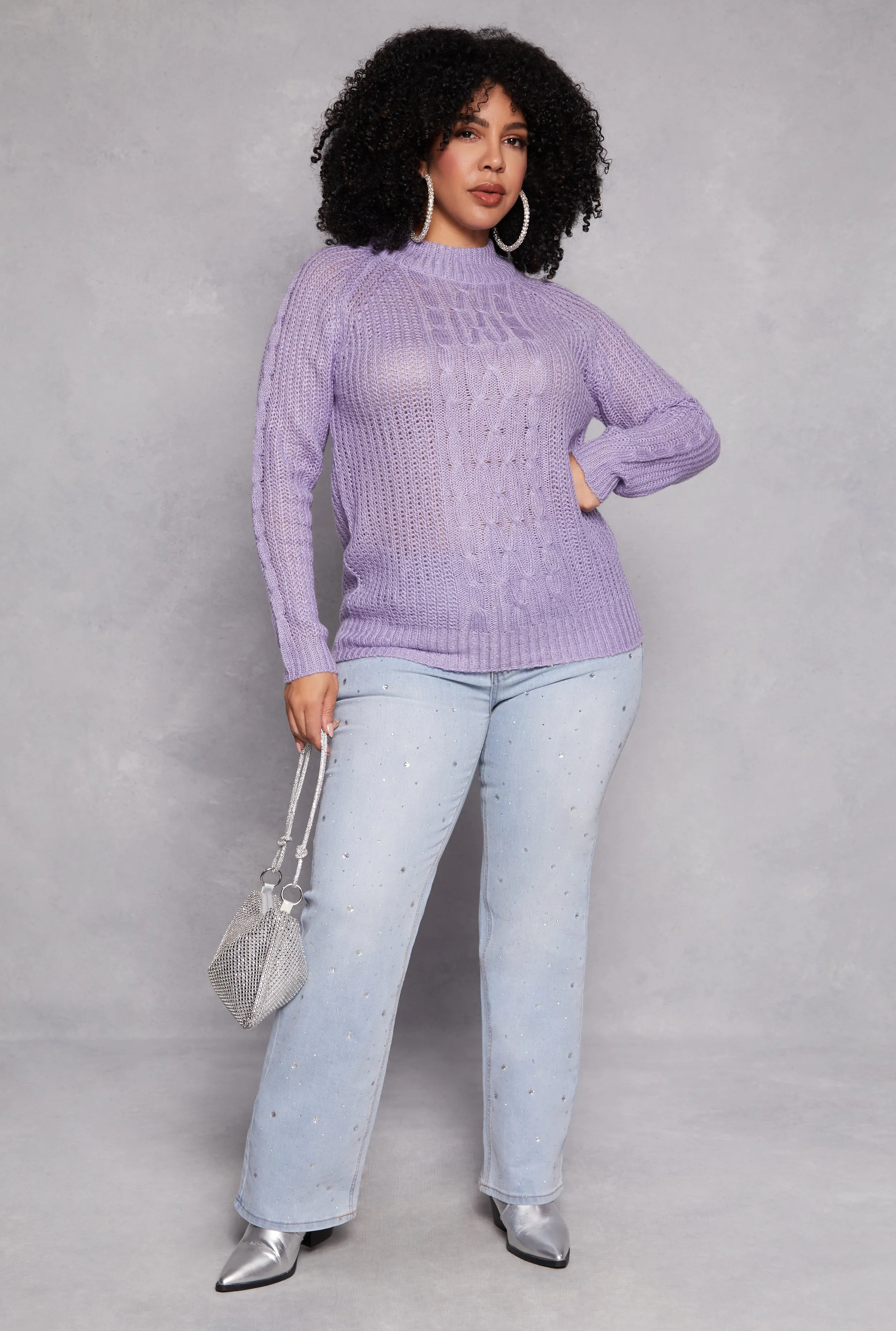 Plus Size Cable Knit Shaker Sweater sold by Rainbow product image thumbnail 2