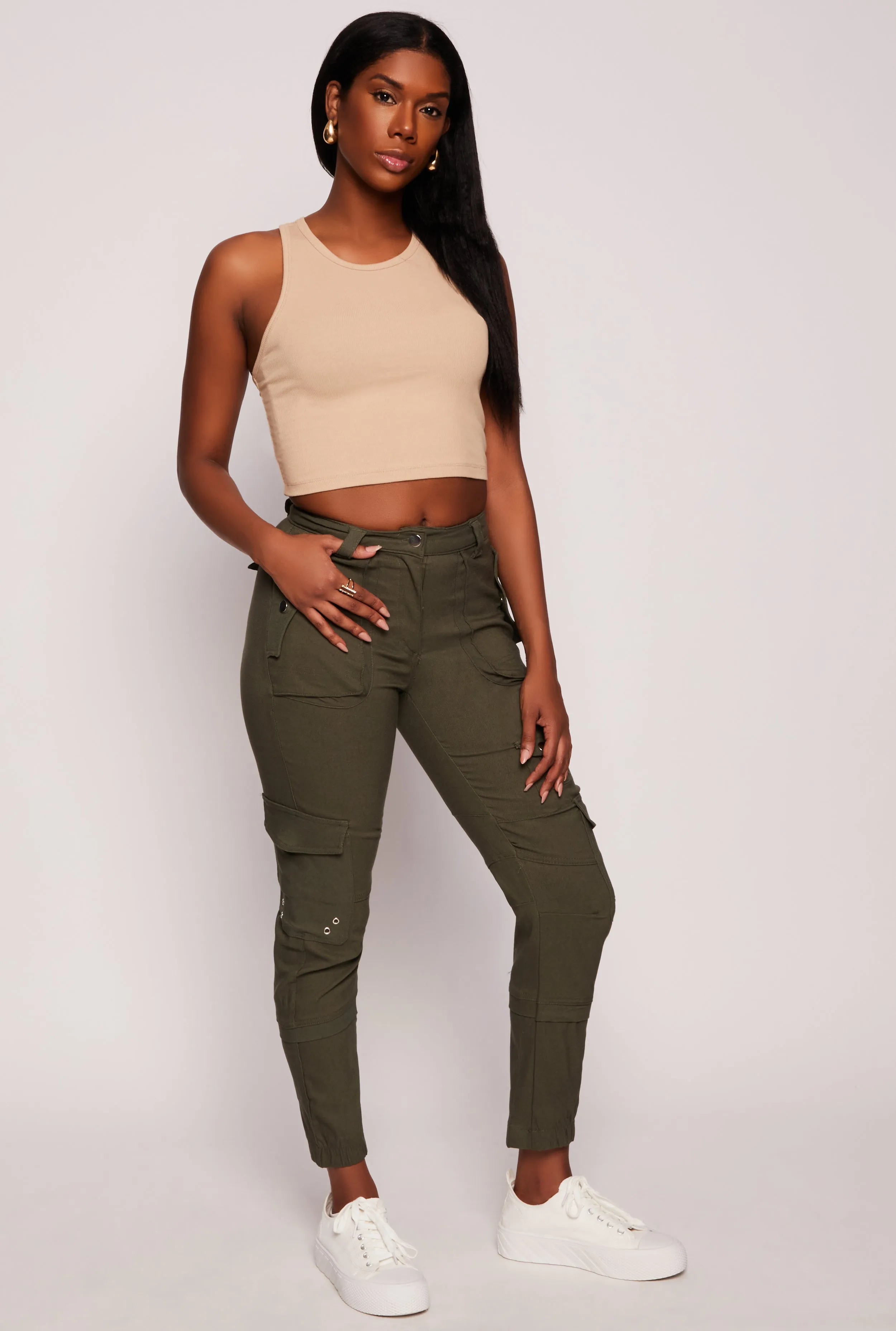 Hyperstretch High Waisted Cargo Joggers sold by Rainbow