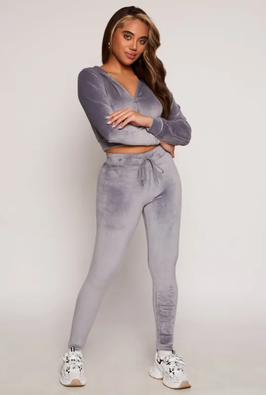 High Waisted Velour Drawstring Pants sold by Rainbow