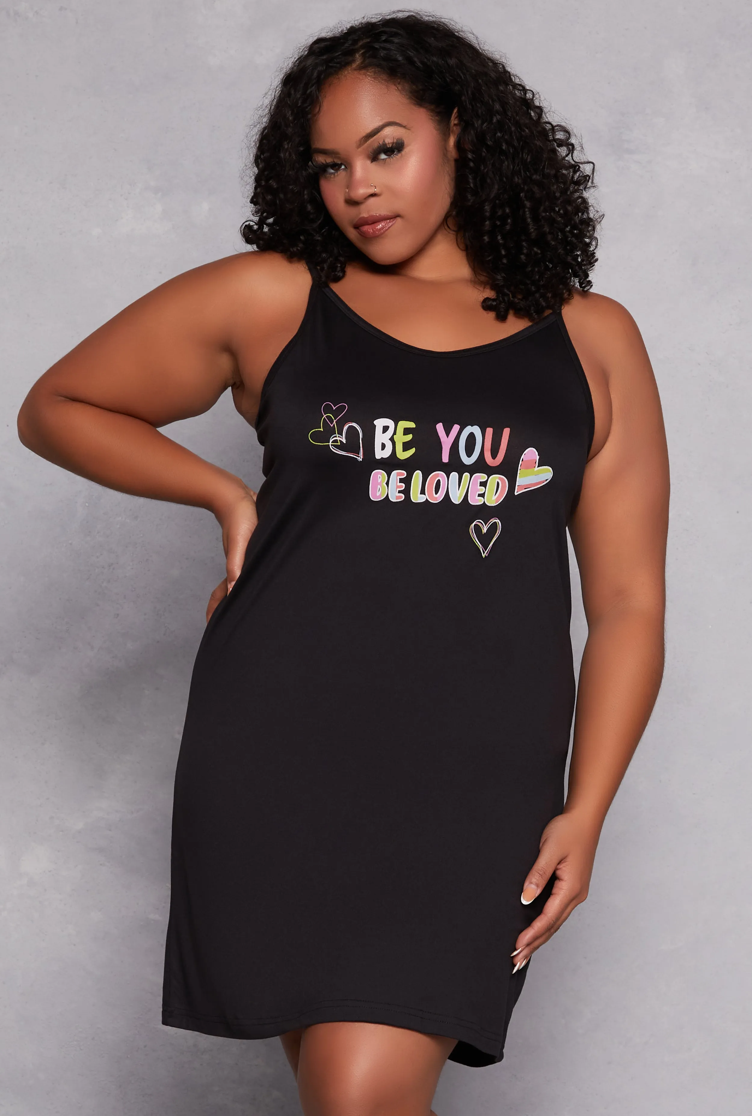 Plus Size Be You Be Loved Graphic Cami Nightgown with Robe sold by Rainbow product image thumbnail 3