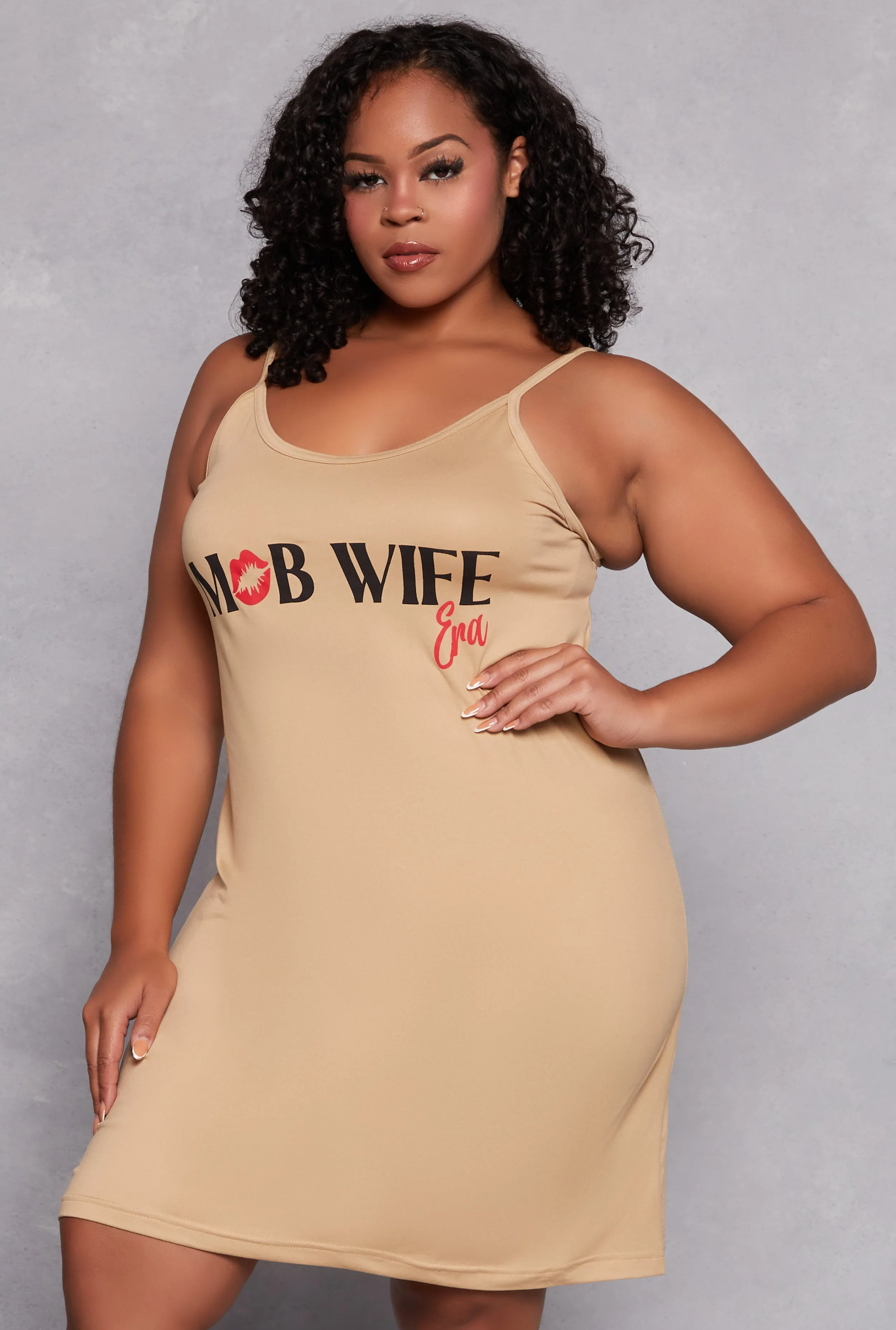 Plus Size Mob Wife Graphic Cami Nightgown with Robe sold by Rainbow product image thumbnail 3