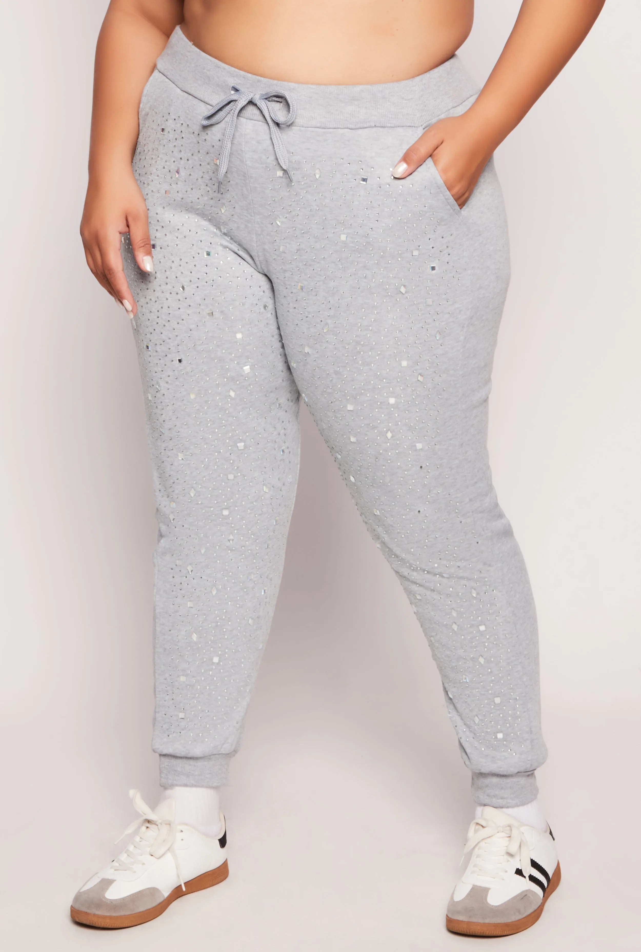 Plus Size Rhinestone Drawstring Joggers sold by Rainbow product image thumbnail 2