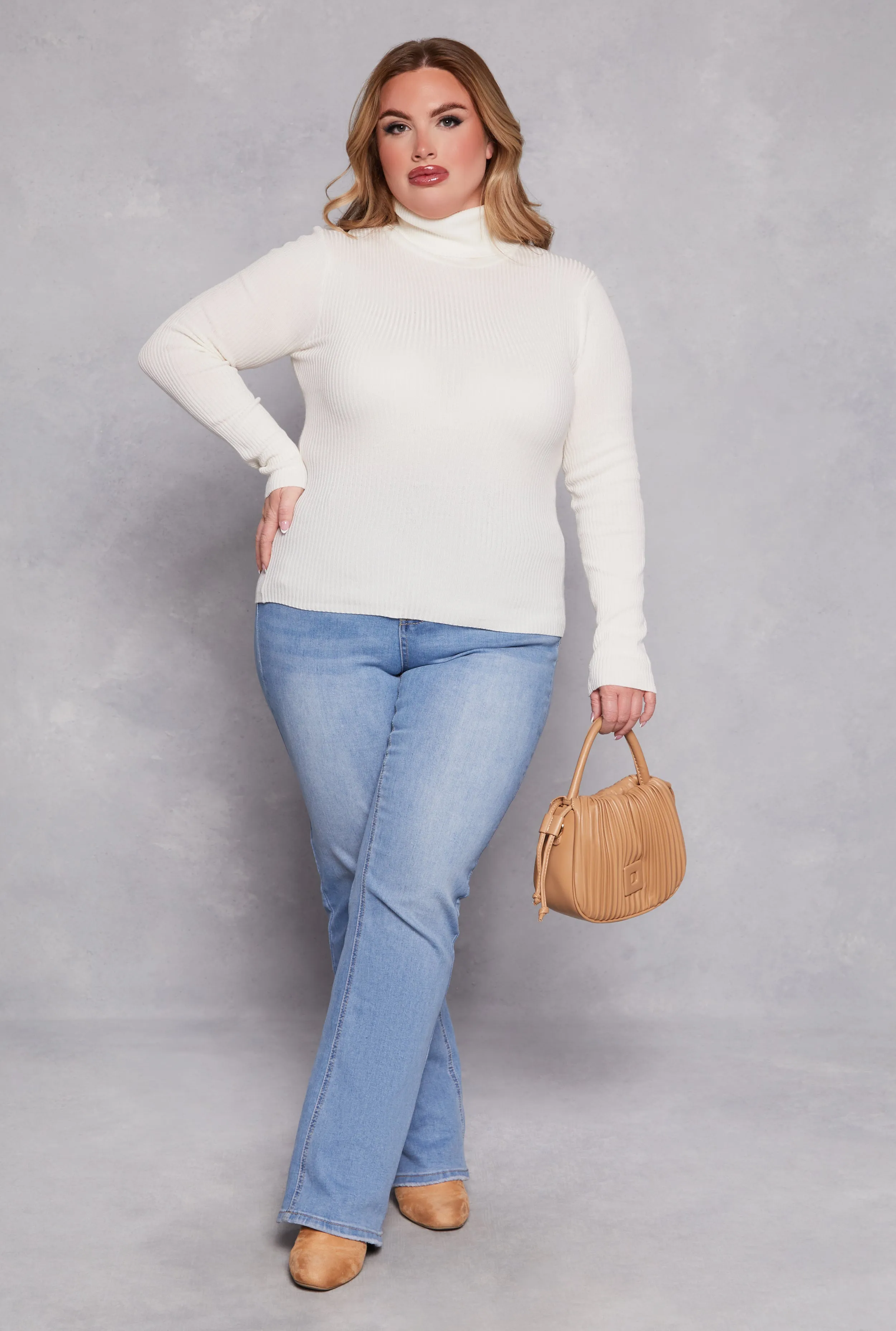 Plus Size Ribbed Knit Pullover Turtleneck Sweater sold by Rainbow product image thumbnail 2
