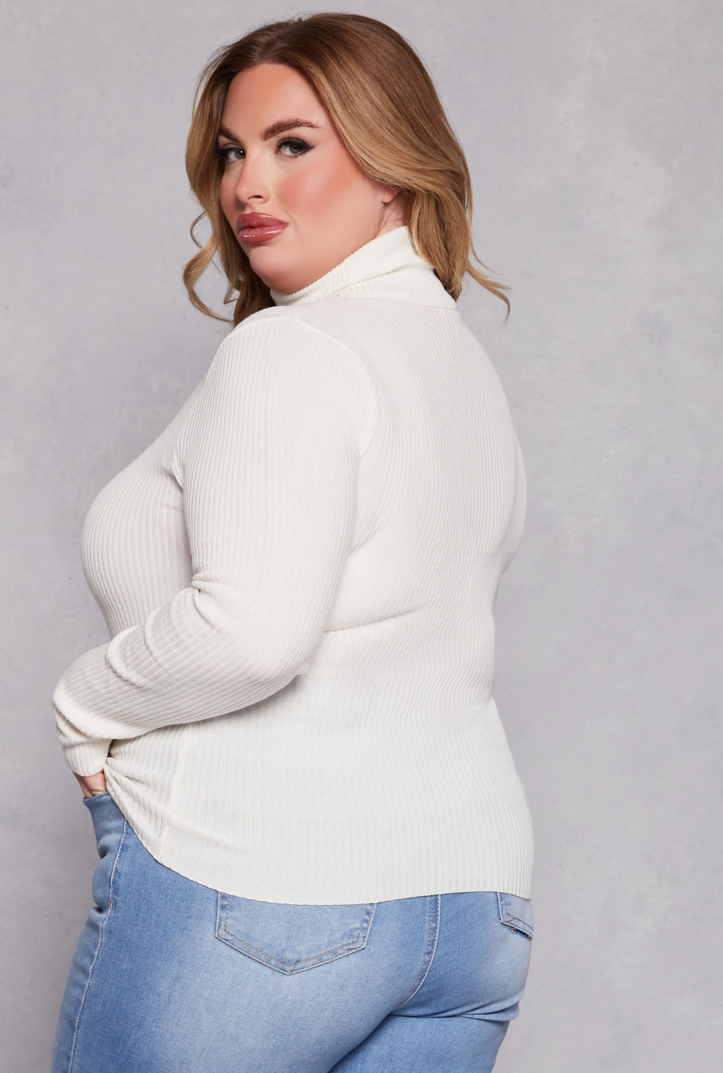 Plus Size Ribbed Knit Pullover Turtleneck Sweater sold by Rainbow product image thumbnail 3