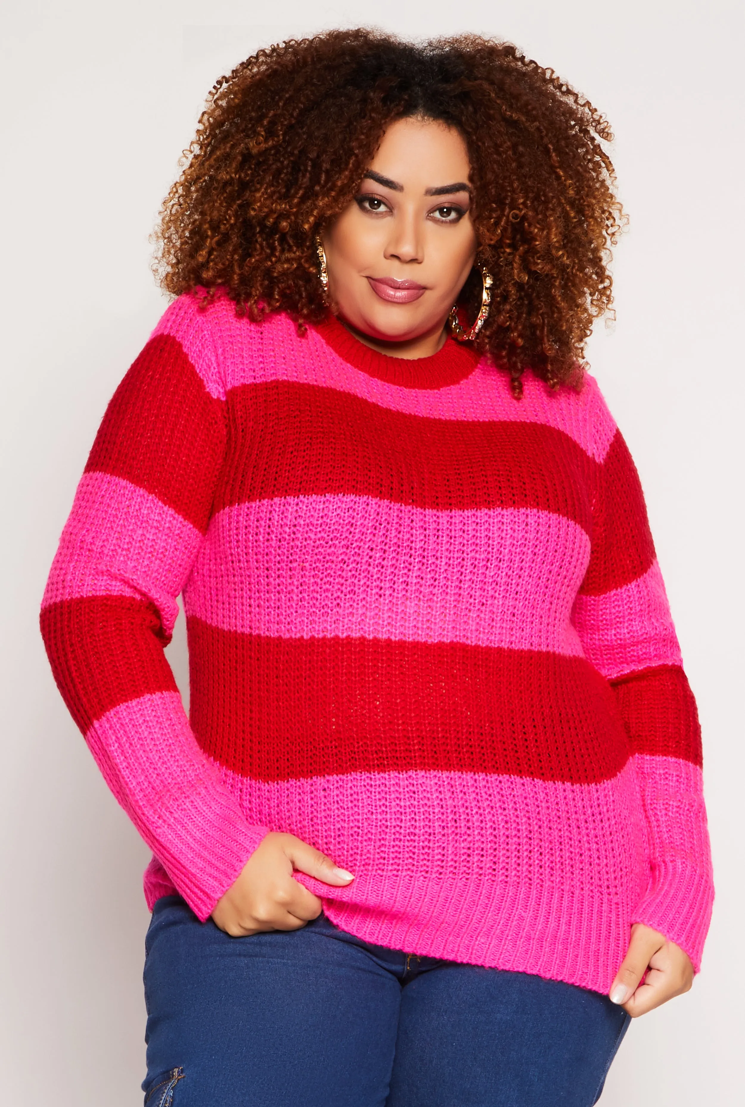 Plus Size Striped Pullover Sweater sold by Rainbow