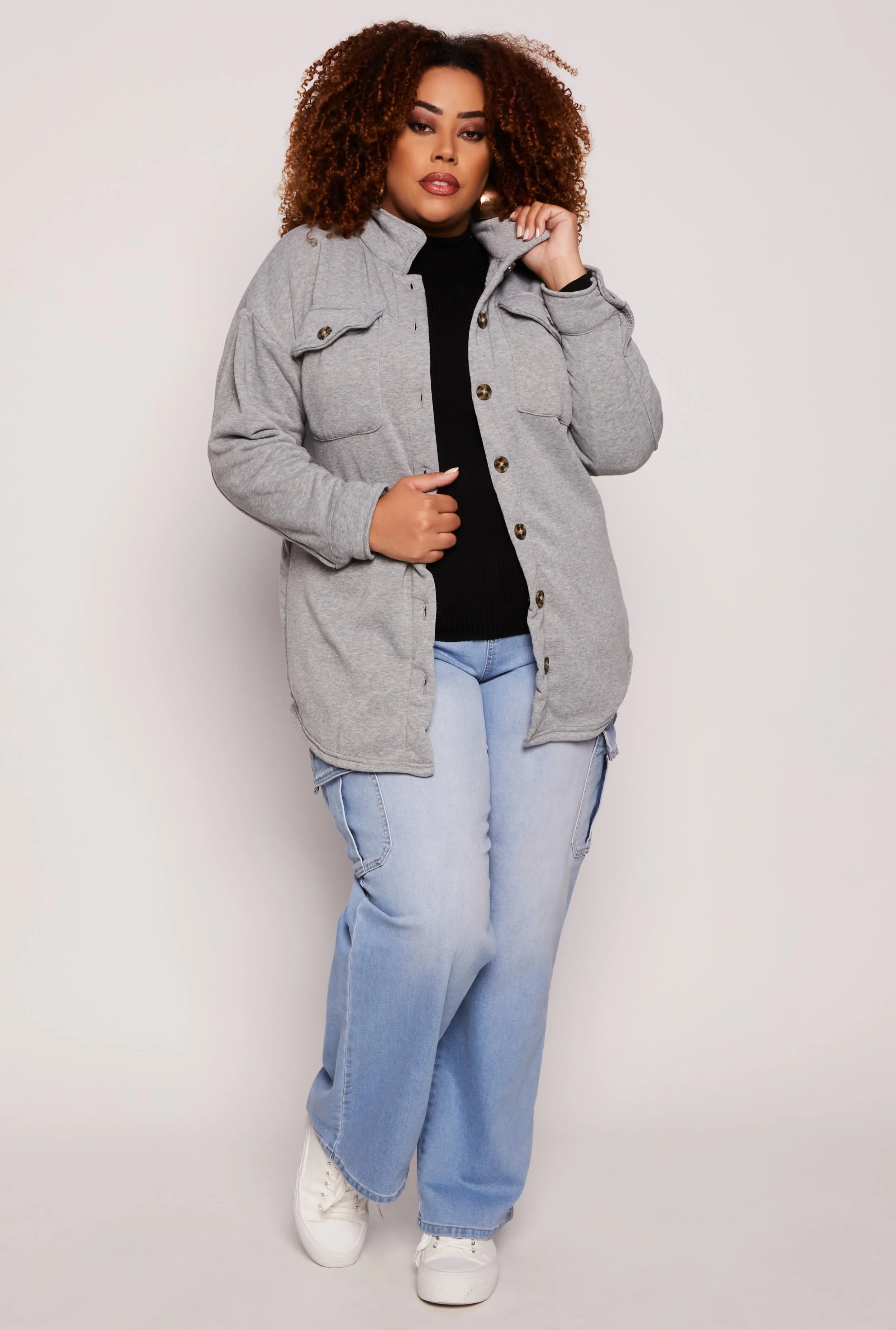 Plus Size Solid Shacket sold by Rainbow product image thumbnail 2