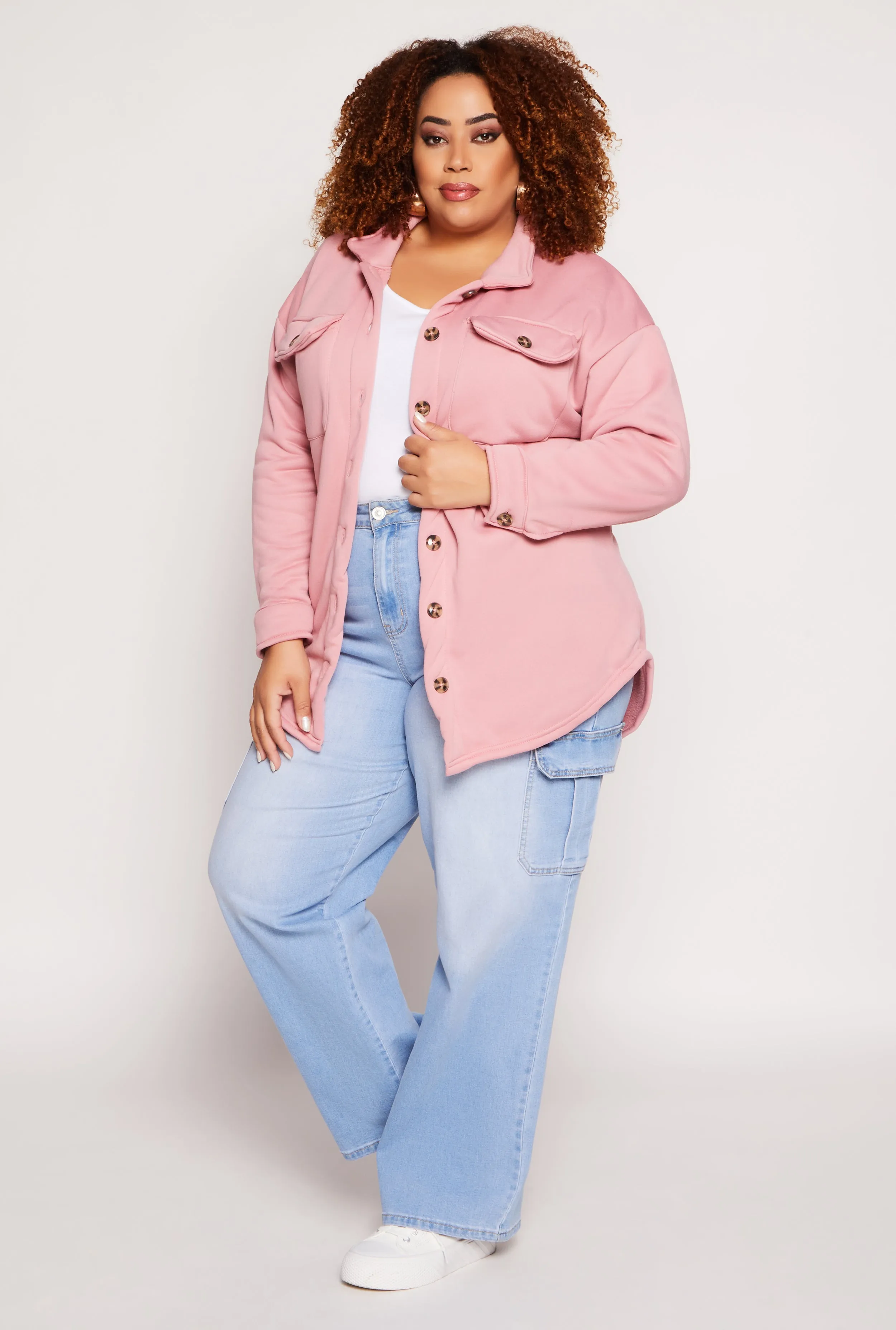 Plus Size Solid Shacket sold by Rainbow product image thumbnail 2