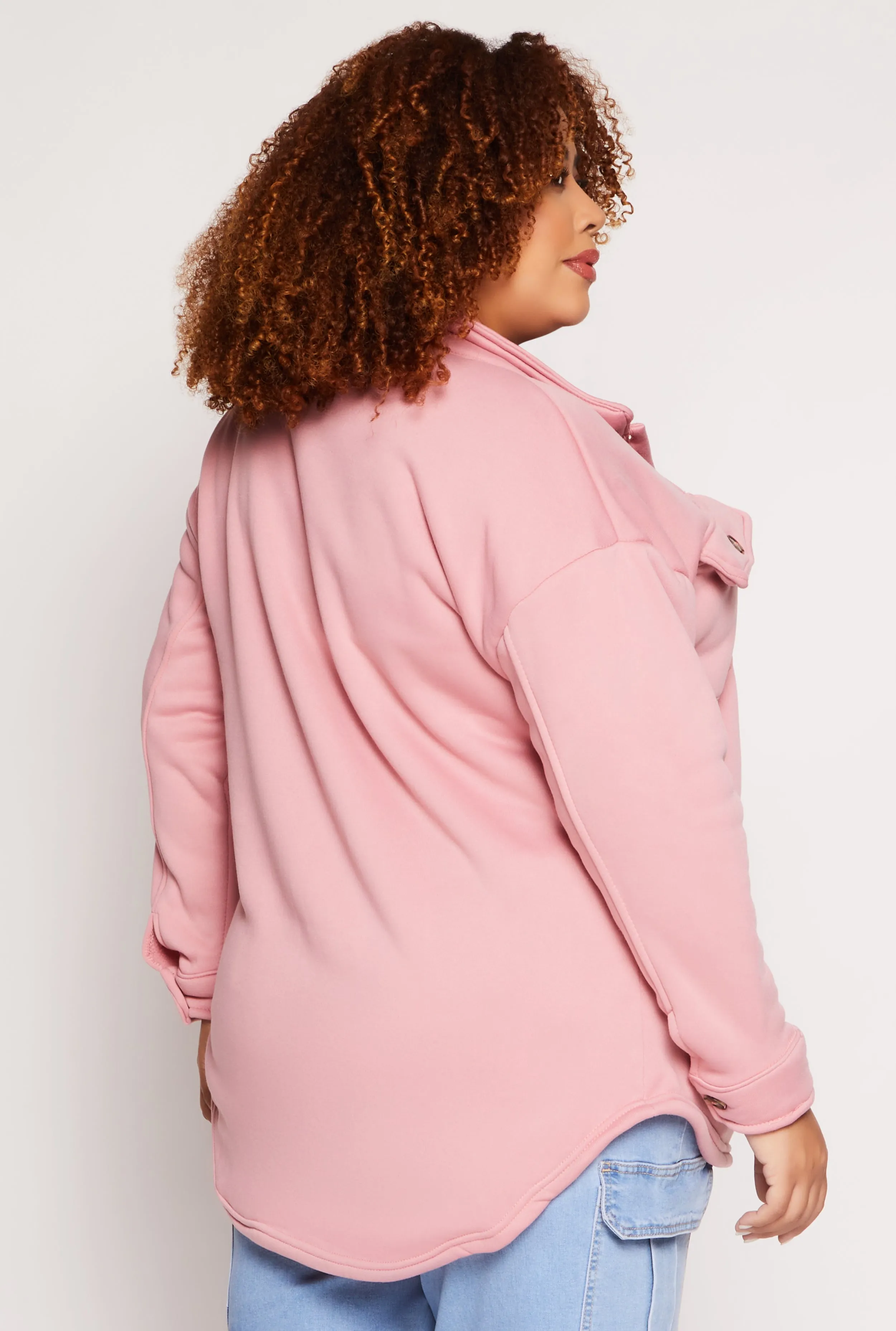 Plus Size Solid Shacket sold by Rainbow product image thumbnail 3