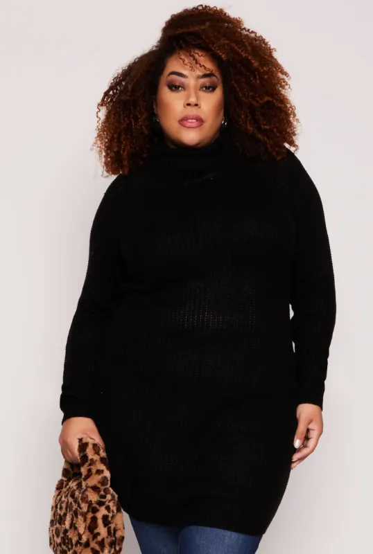 Plus Size Turtle Neck Tunic Sweater sold by Rainbow