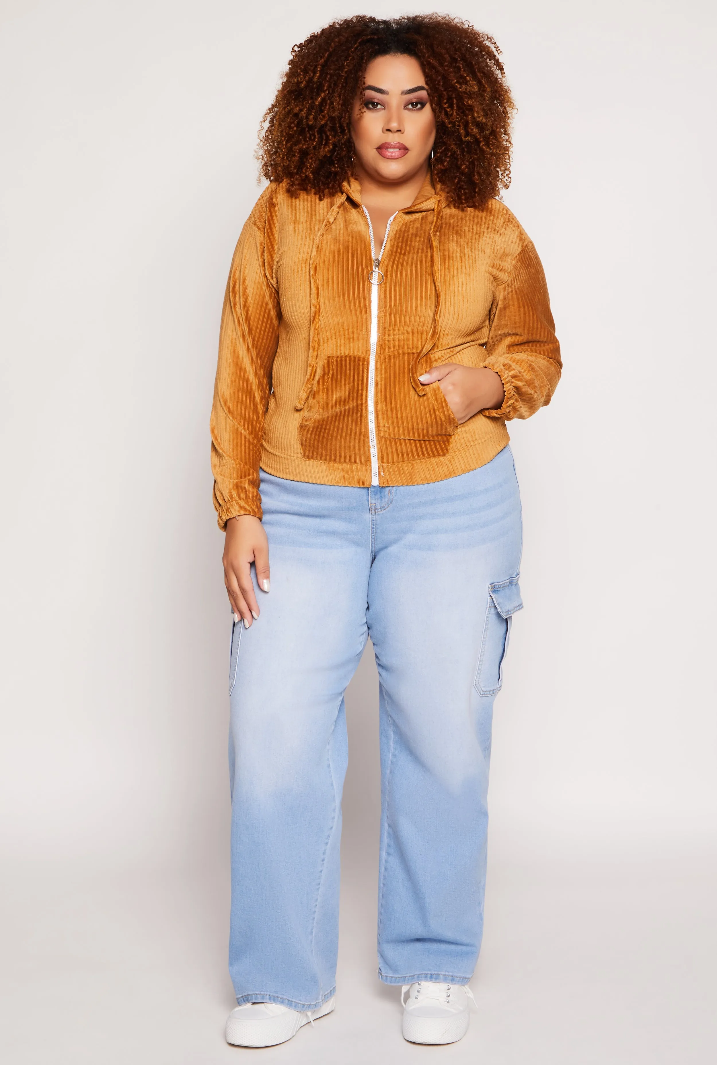 Plus Size Velour Zip Front Hoodie sold by Rainbow product image thumbnail 2
