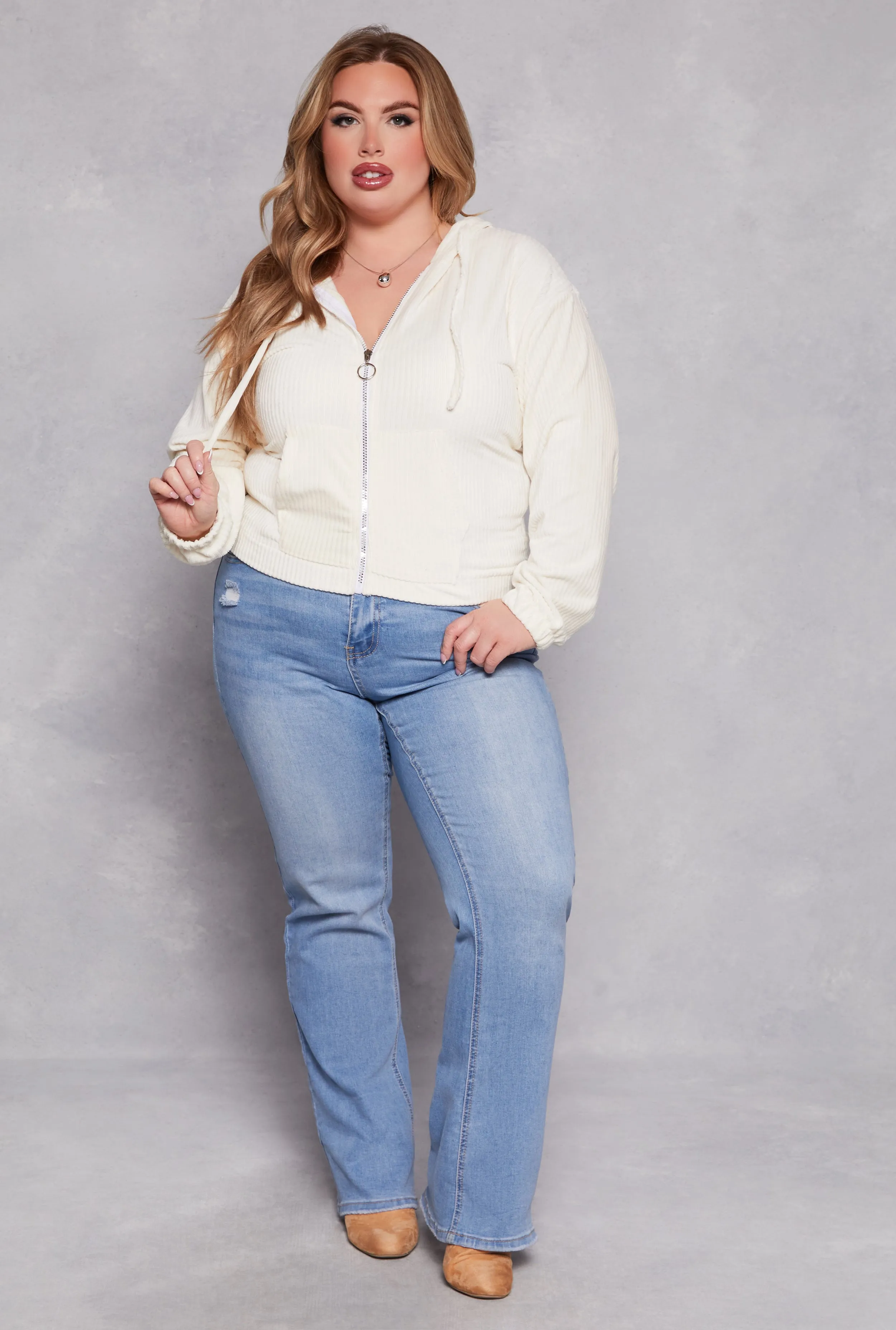 Plus Size Velour Zip Front Hoodie sold by Rainbow product image thumbnail 2