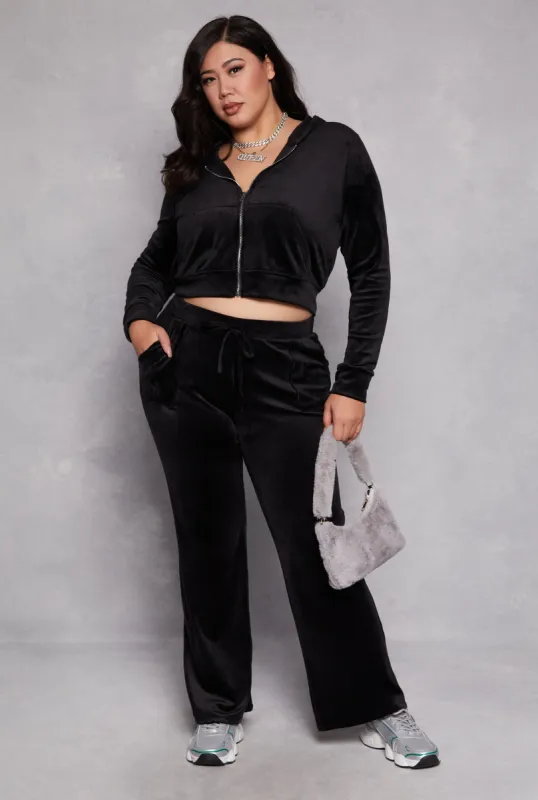 Plus Size Velour Wide Leg Sweatpants sold by Rainbow