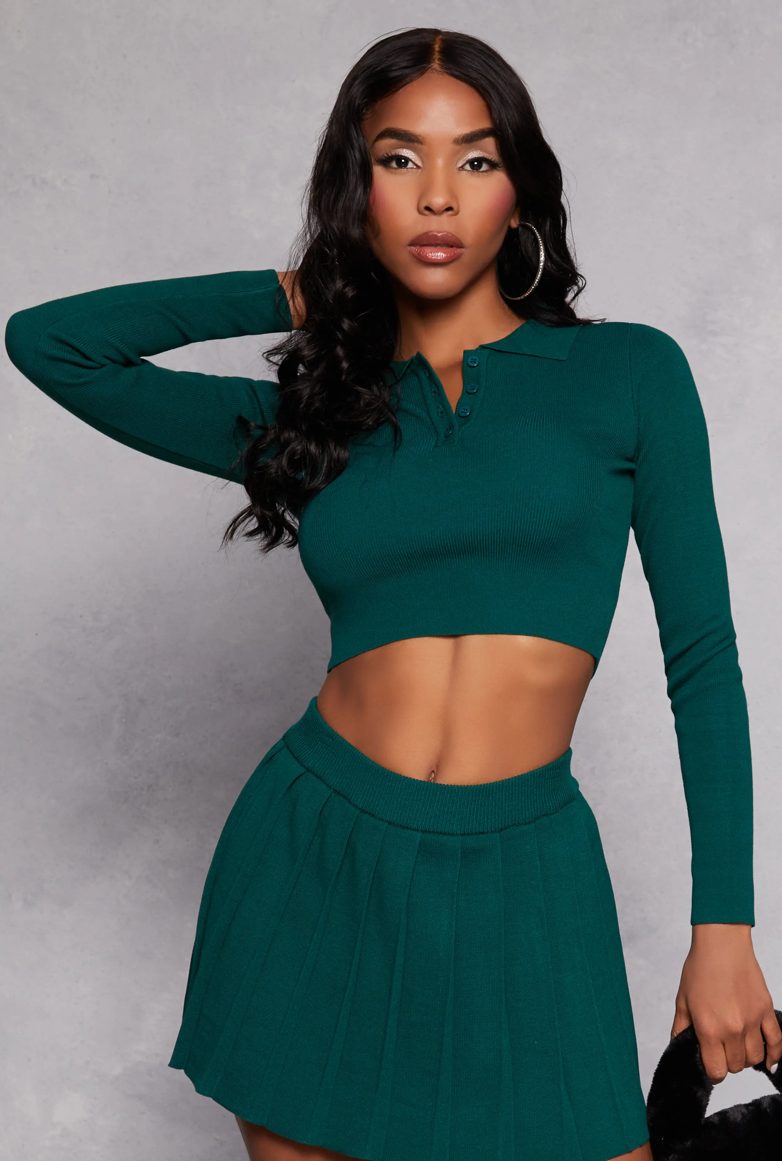 Daisy Long Sleeve Cropped Polo Shirt sold by Rainbow