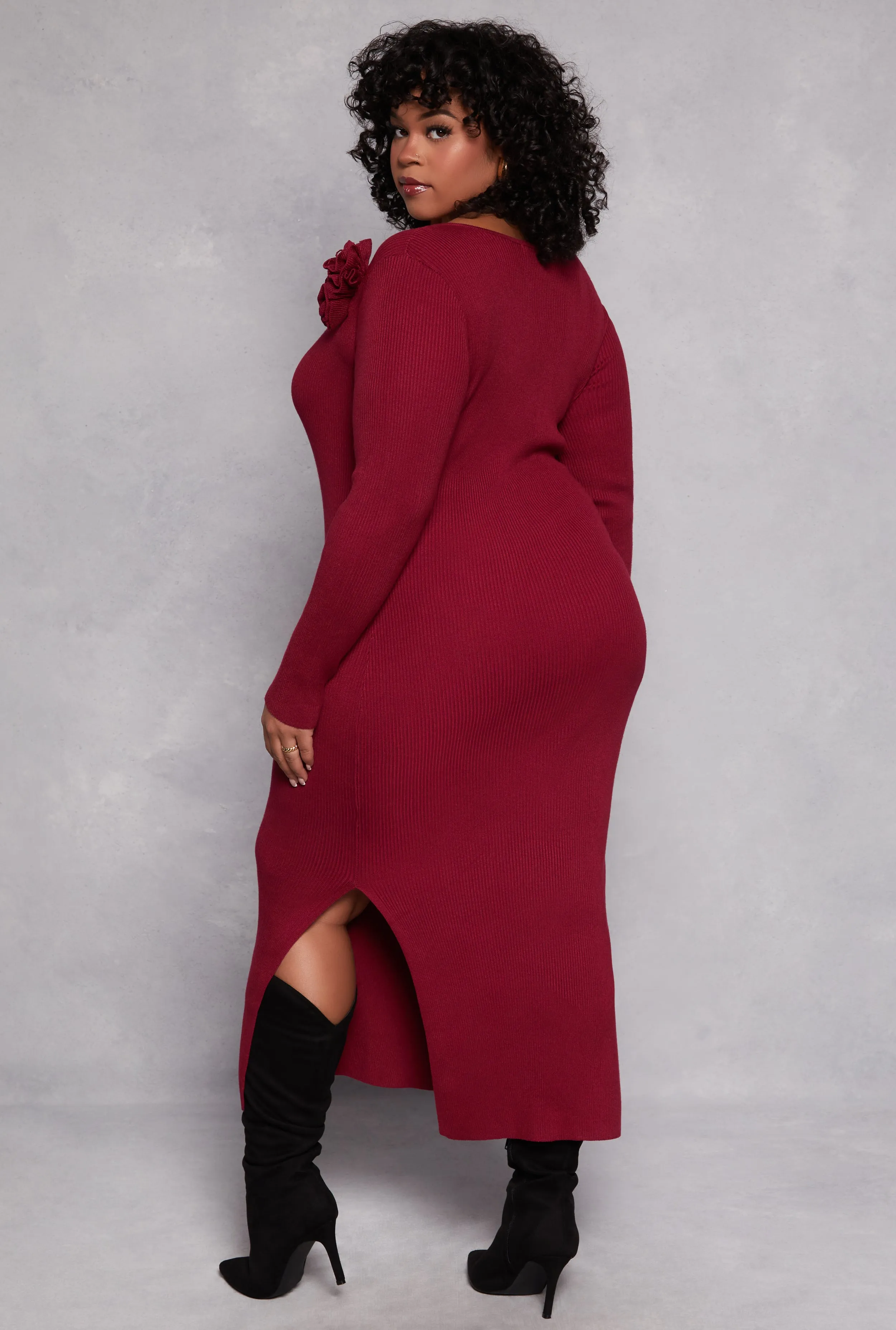 Plus Size Almost Famous 3D Rose Sweater Dress sold by Rainbow product image thumbnail 3