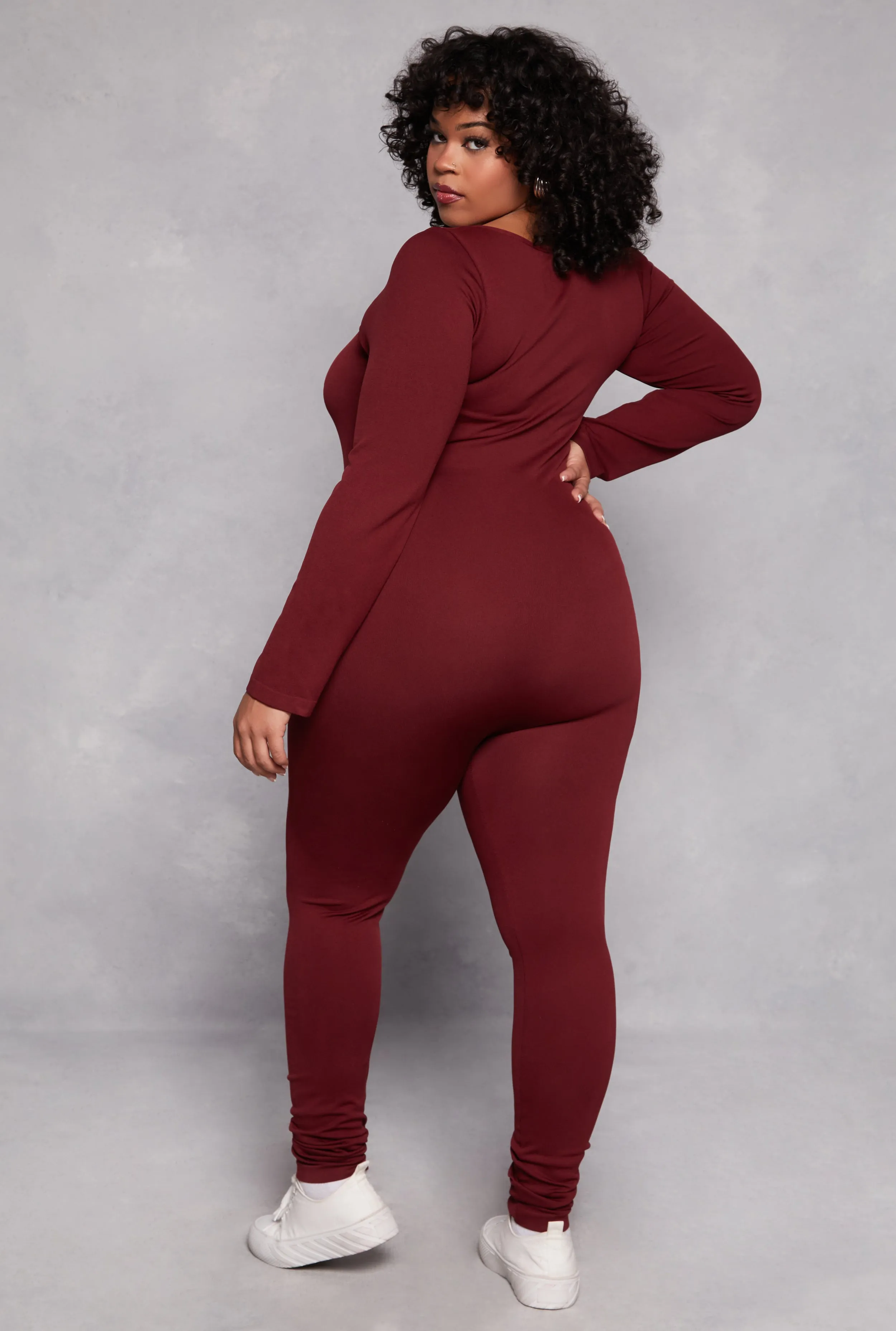 Plus Size Ribbed Knit Long Sleeve Catsuit sold by Rainbow product image thumbnail 3