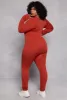 Plus Size Ribbed Knit Long Sleeve Catsuit sold by Rainbow