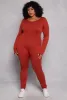 Plus Size Ribbed Knit Long Sleeve Catsuit sold by Rainbow