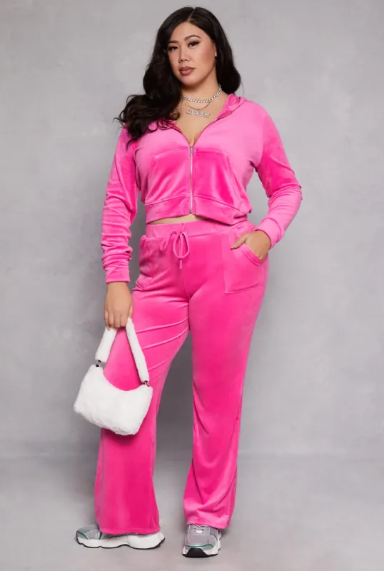 Plus Size Velour Wide Leg Sweatpants sold by Rainbow