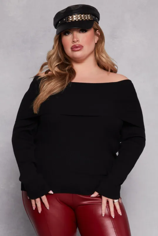 Plus Size Off The Shoulder Sweater sold by Rainbow