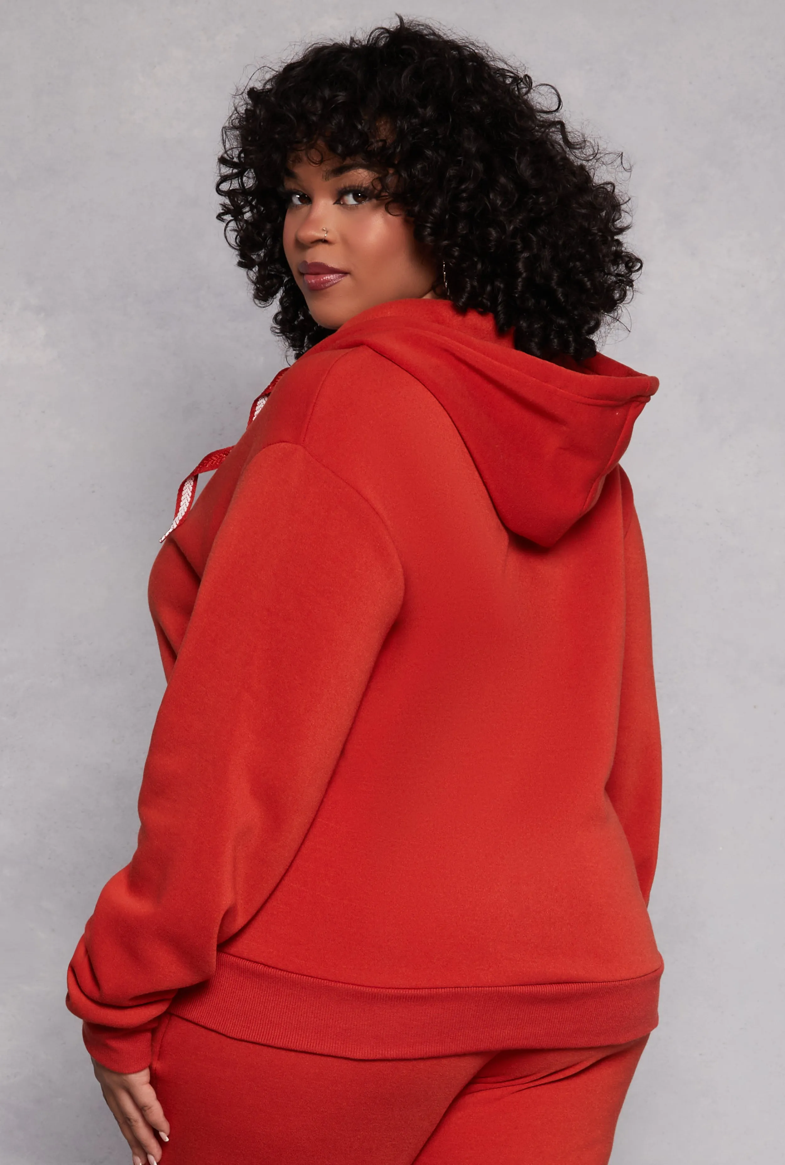 Plus Size Zip Front Hooded Sweatshirt sold by Rainbow product image thumbnail 3