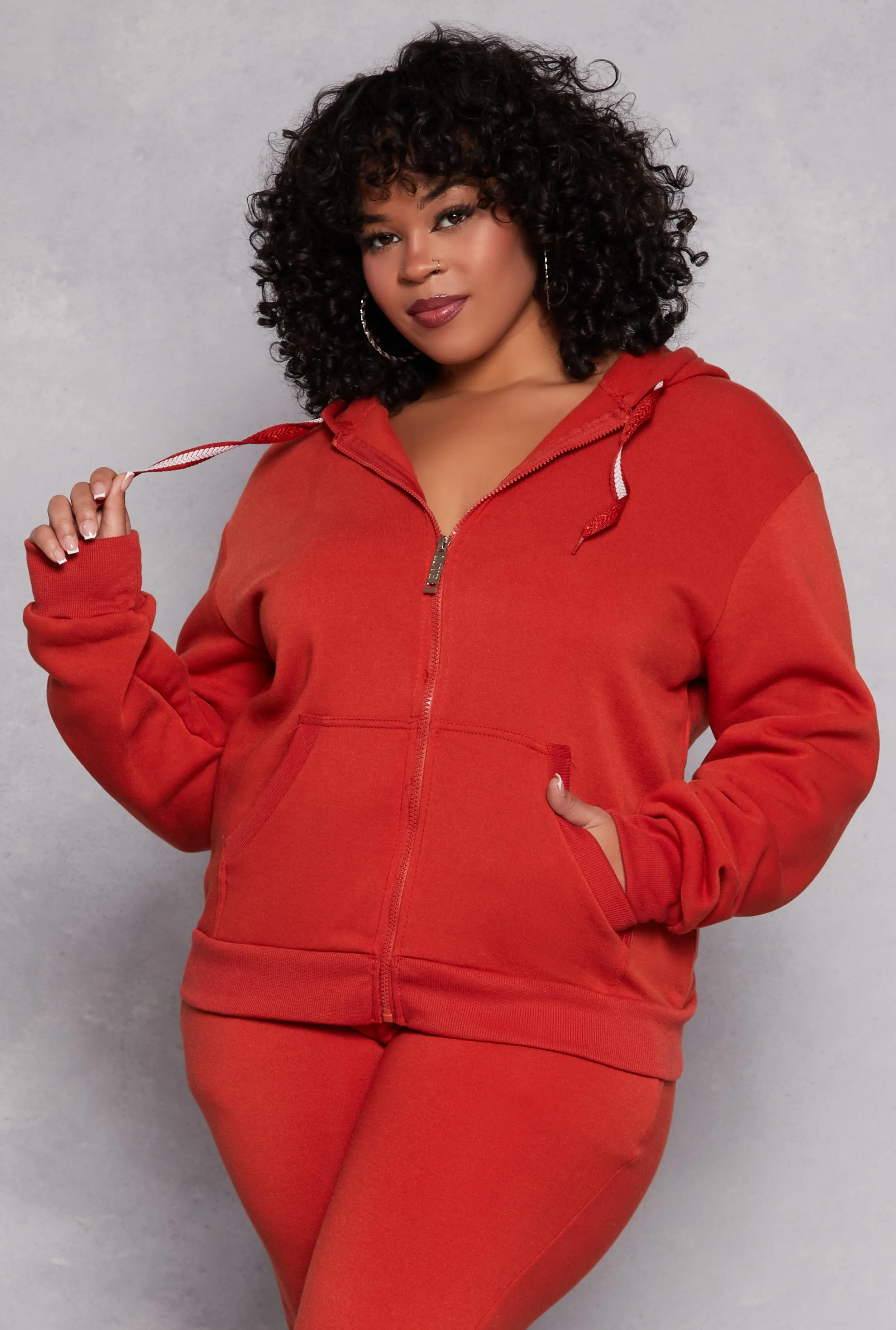 Plus Size Zip Front Hooded Sweatshirt sold by Rainbow