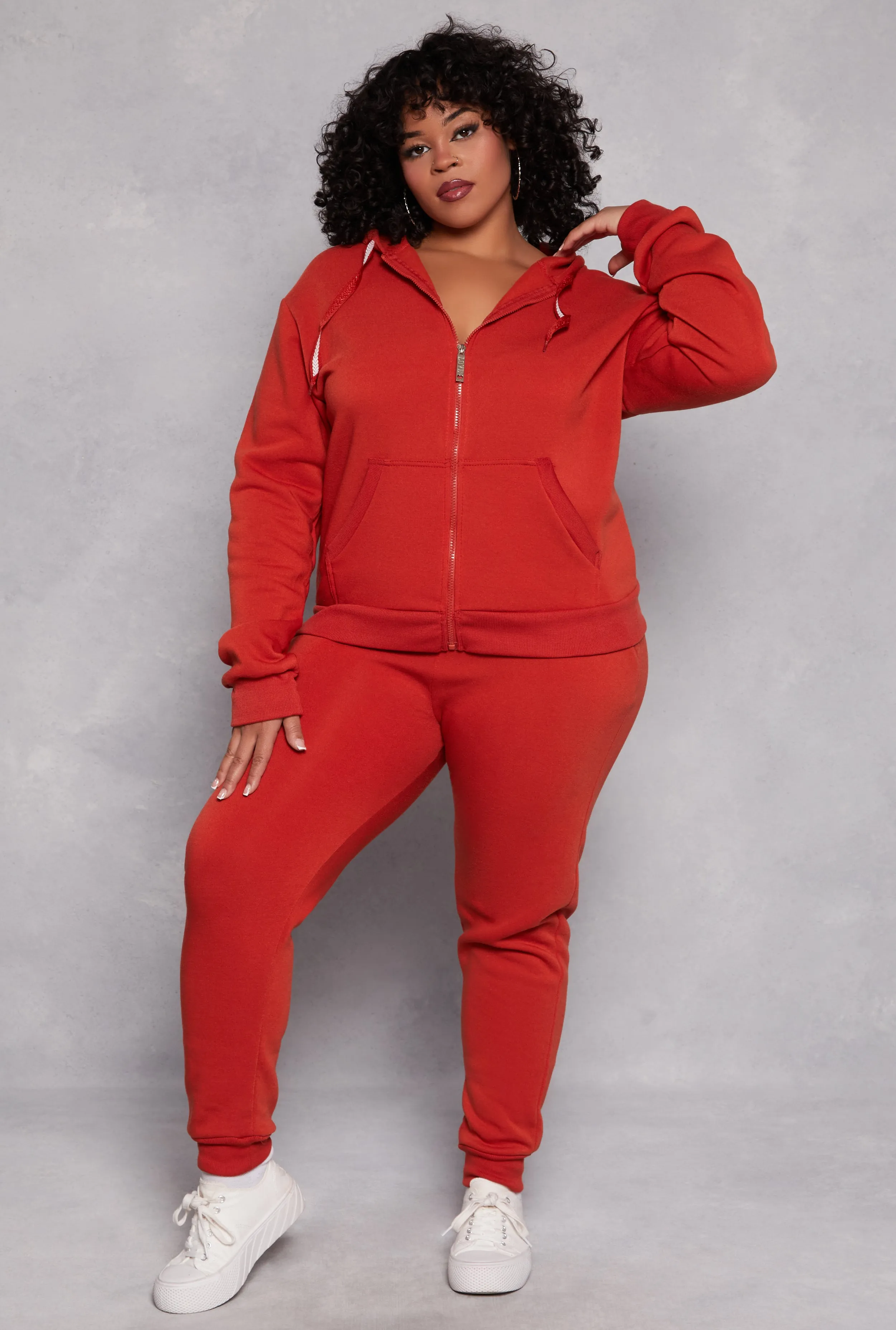 Plus Size Zip Front Hooded Sweatshirt sold by Rainbow product image thumbnail 2