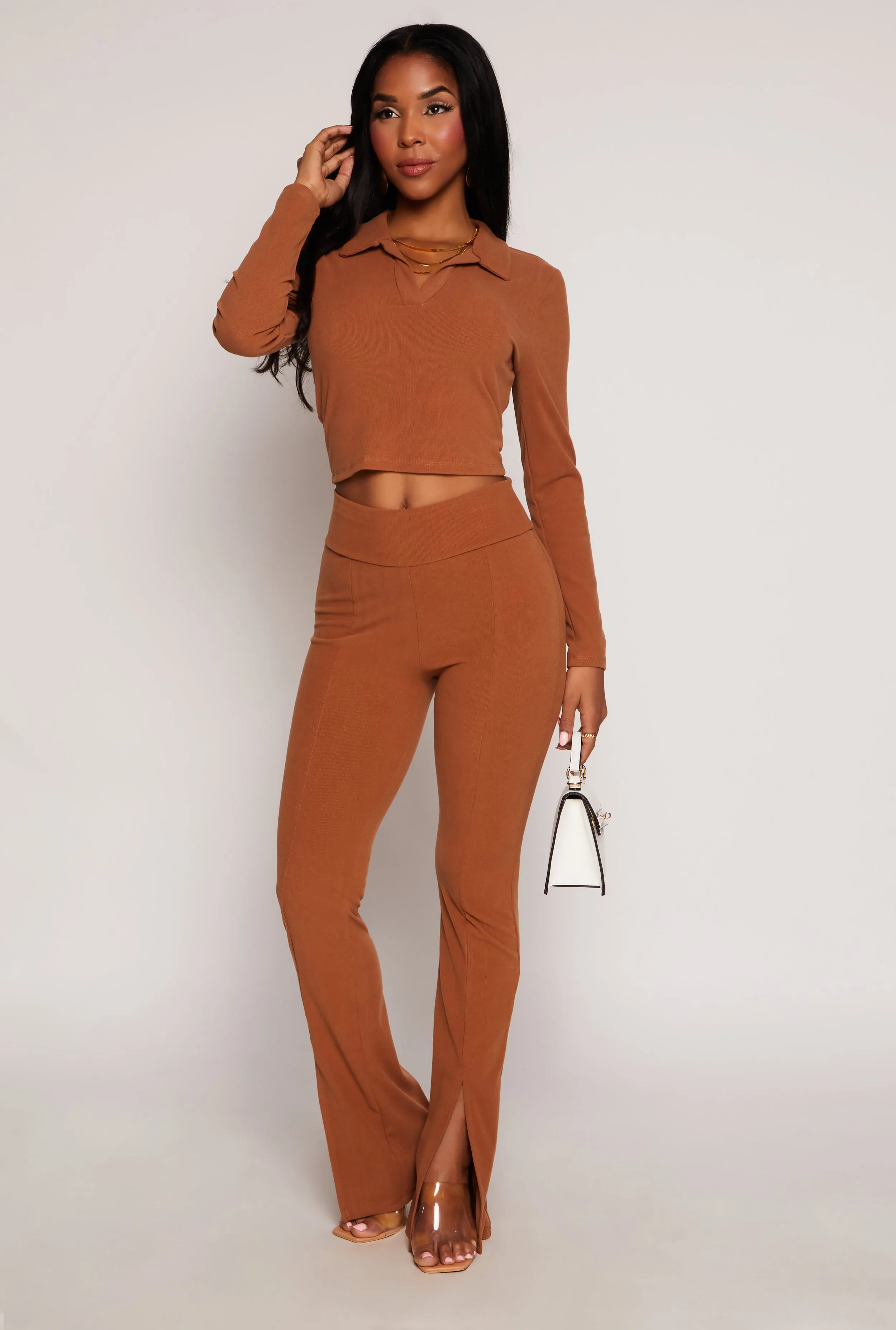 Johnny Collar Long Sleeve Crop Top sold by Rainbow product image thumbnail 2