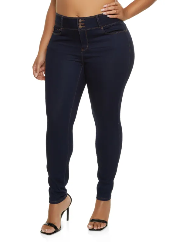 Plus Size WAX 3 Button High Waist Jeans sold by Rainbow