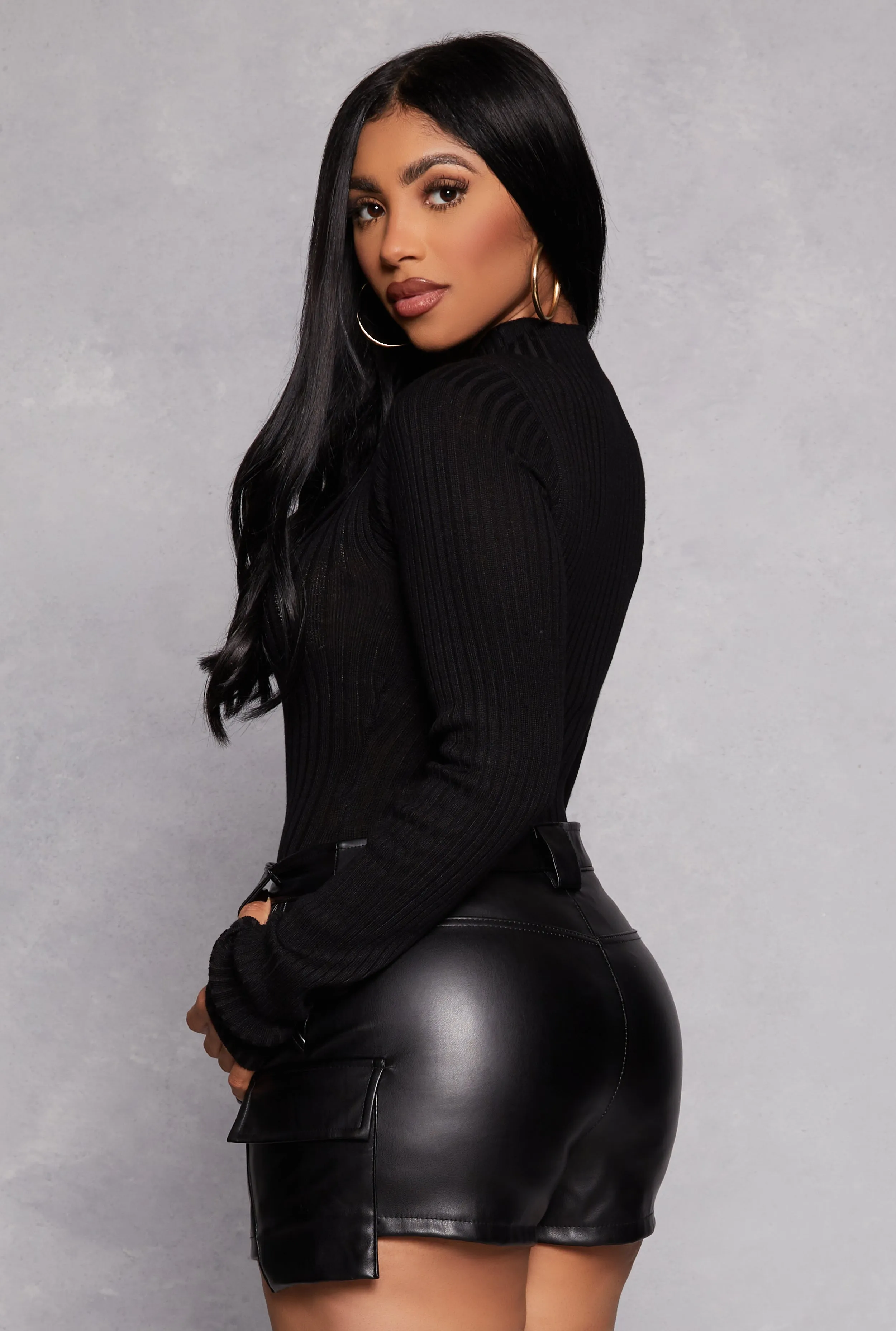 Ribbed Long Sleeve Mock Neck Bodysuit sold by Rainbow product image thumbnail 3