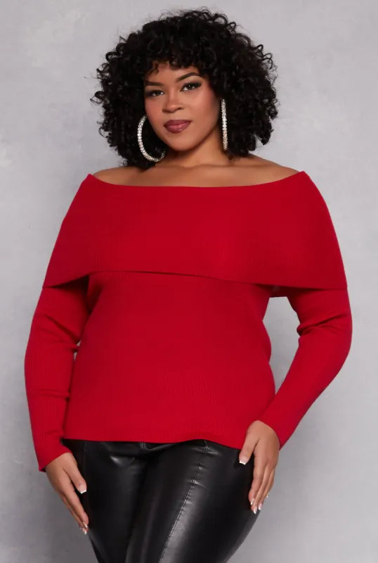 Plus Size Off The Shoulder Sweater sold by Rainbow