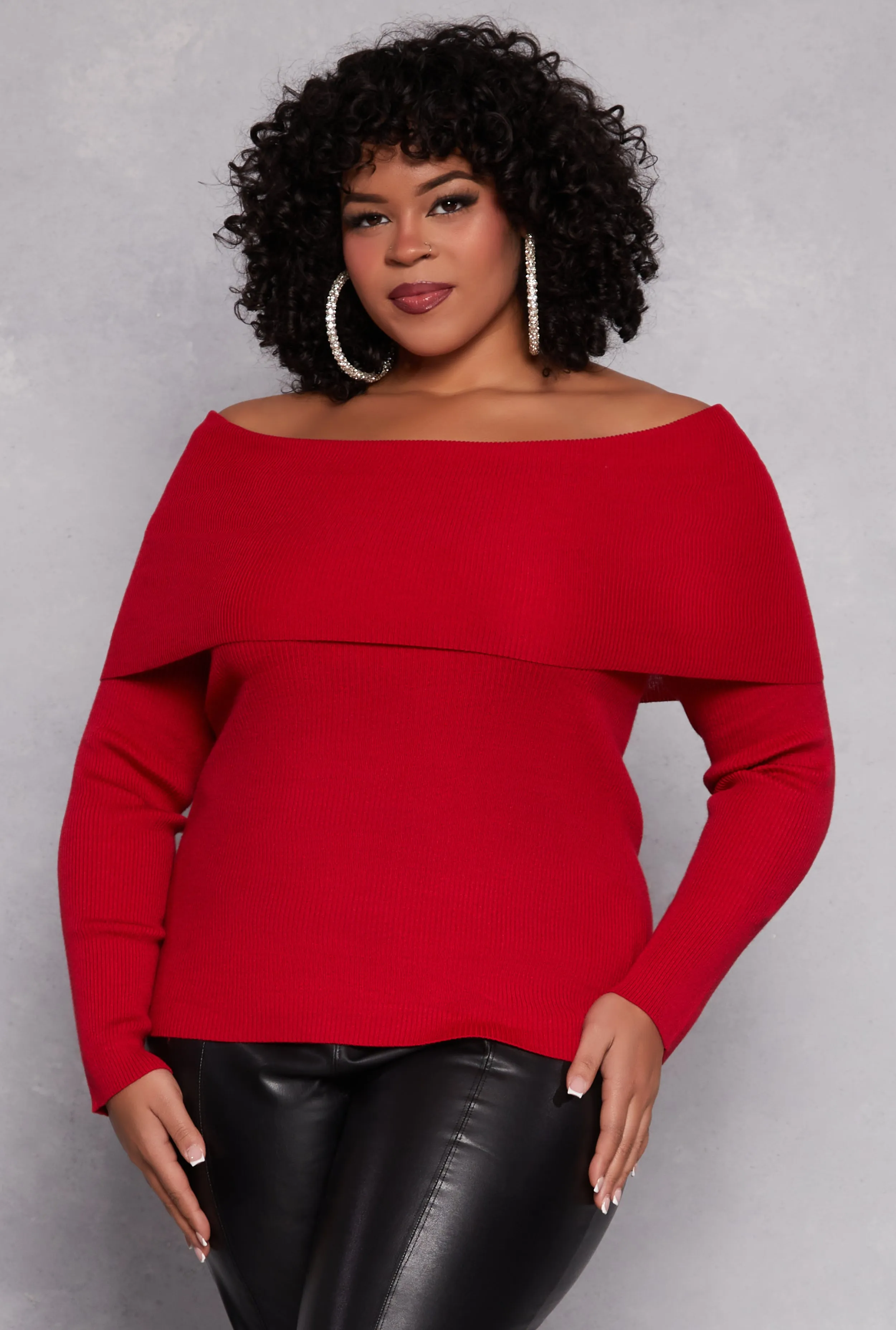 Plus Size Off The Shoulder Sweater sold by Rainbow