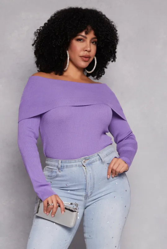 Plus Size Off The Shoulder Sweater sold by Rainbow