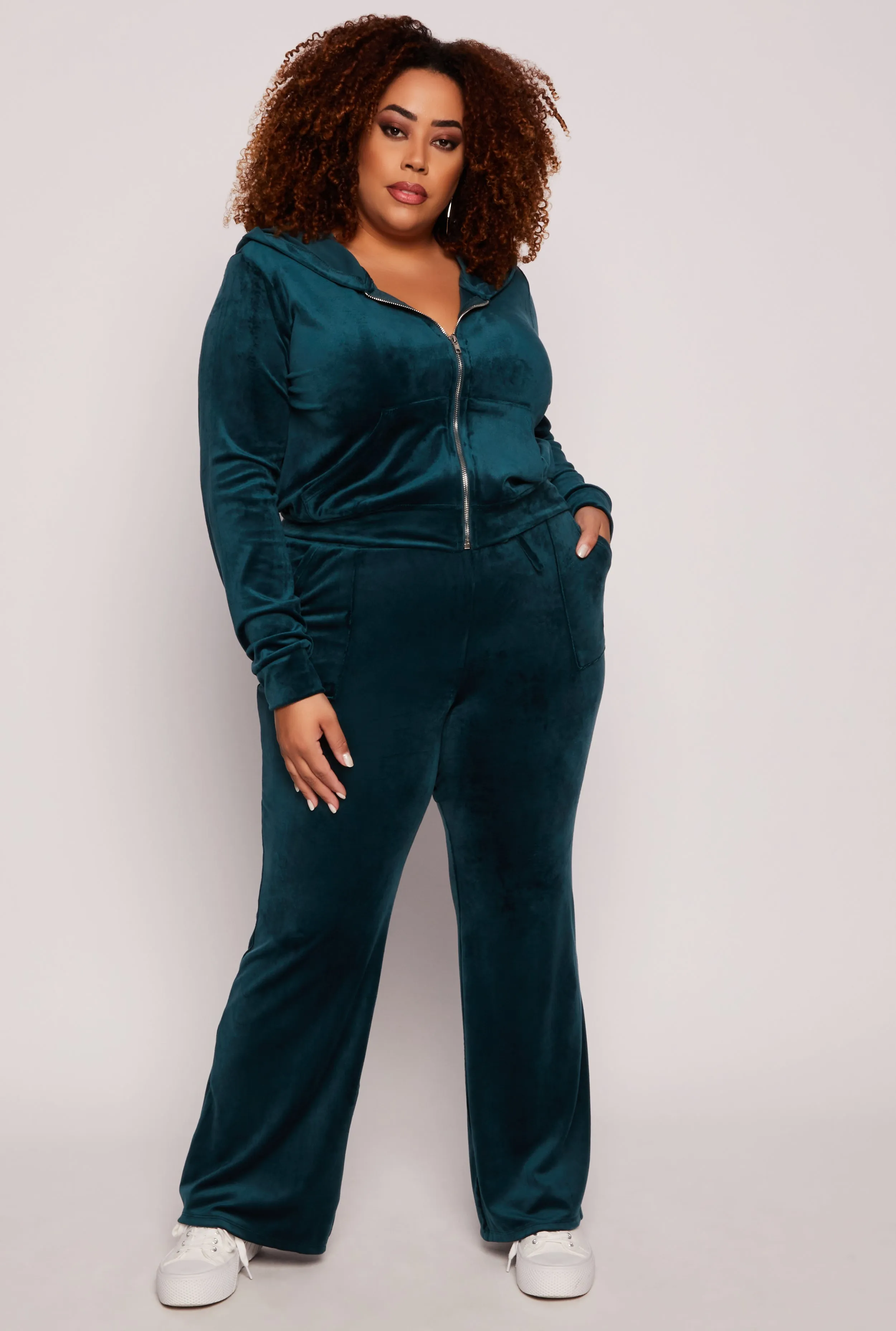 Plus Size Velour Wide Leg Sweatpants sold by Rainbow
