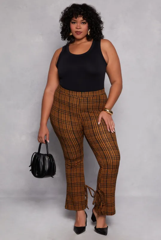 Plus Size Plaid Side Slit Flare Pants sold by Rainbow