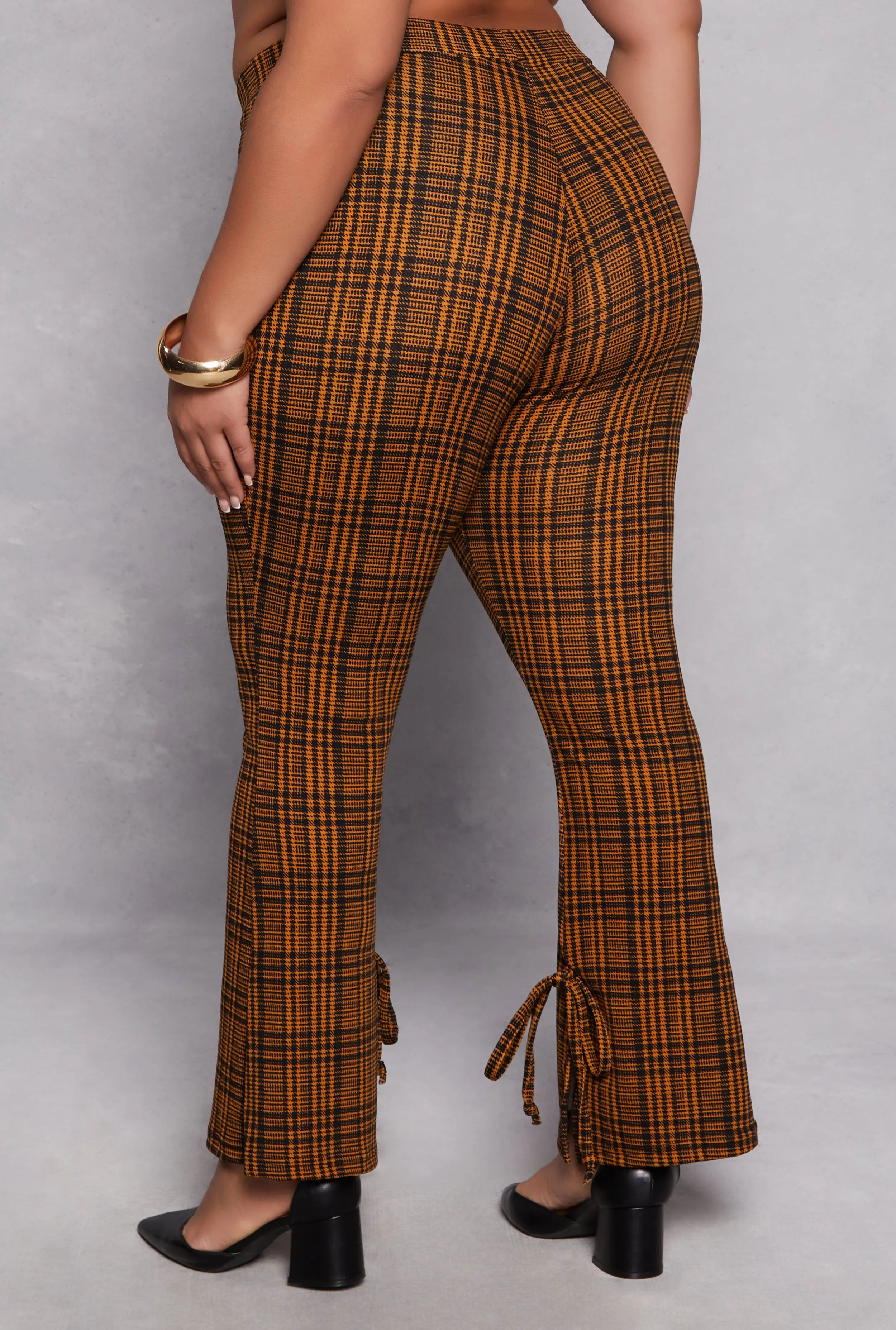 Plus Size Plaid Side Slit Flare Pants sold by Rainbow product image thumbnail 3