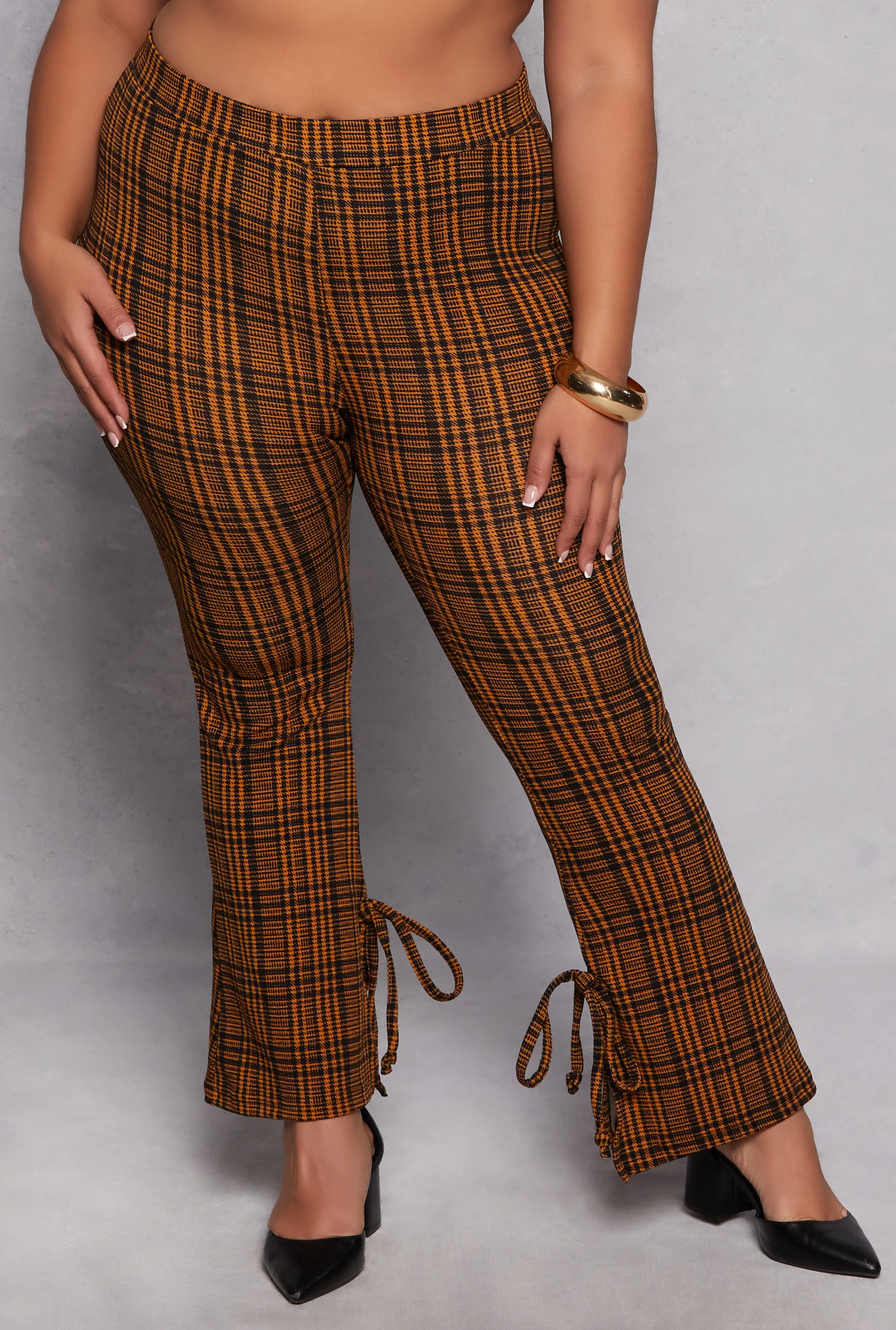 Plus Size Plaid Side Slit Flare Pants sold by Rainbow product image thumbnail 2