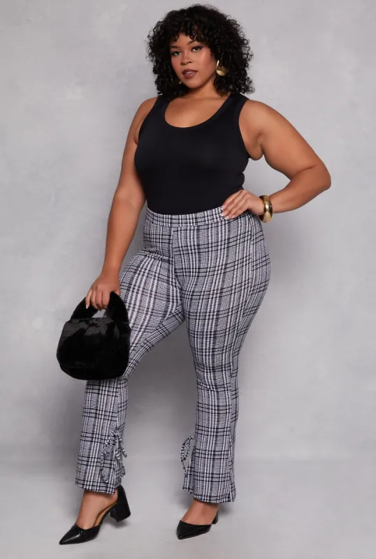 Plus Size Plaid Side Slit Flare Pants sold by Rainbow