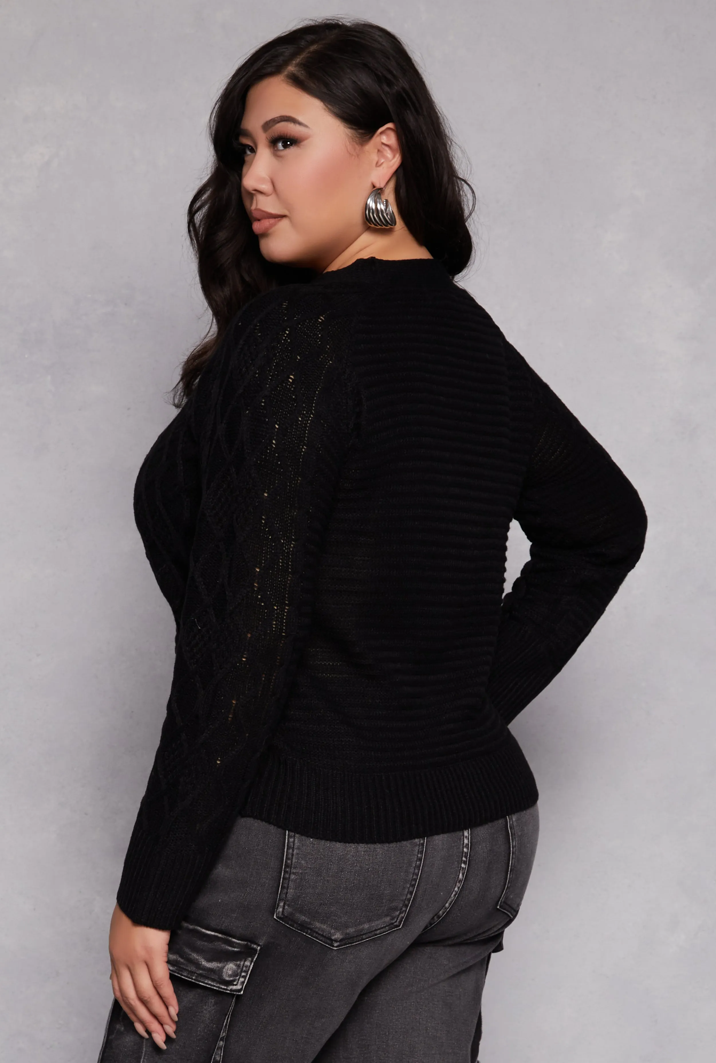 Plus Size Cable Knit Button Front Cardigan sold by Rainbow product image thumbnail 3