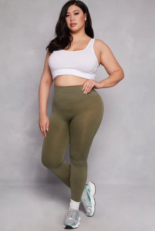 Plus Size Acid Wash High Waist Leggings sold by Rainbow