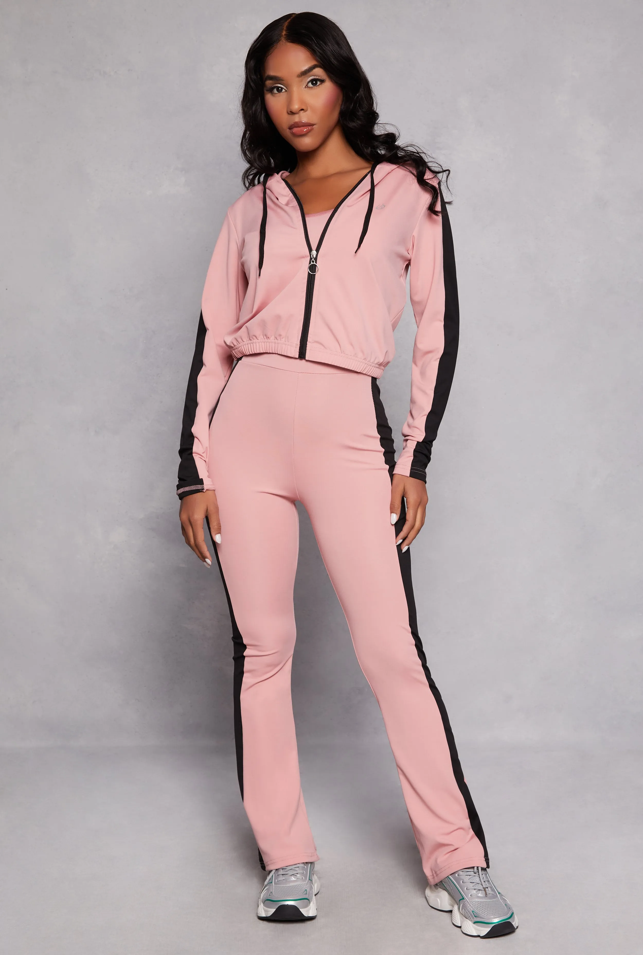 Color Block Zip Front Cropped Hoodie sold by Rainbow product image thumbnail 2