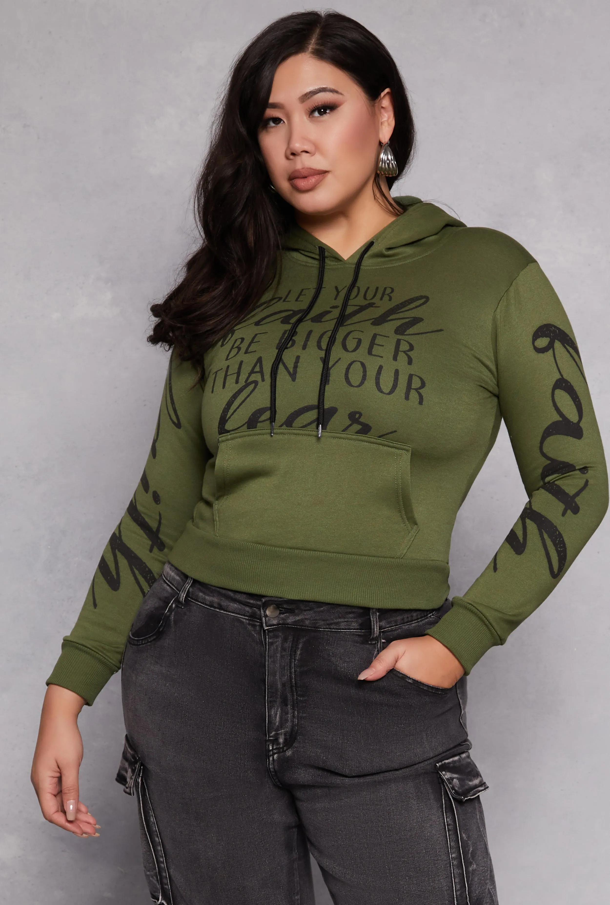 Plus Size Faith Over Fear Hooded Sweatshirt sold by Rainbow