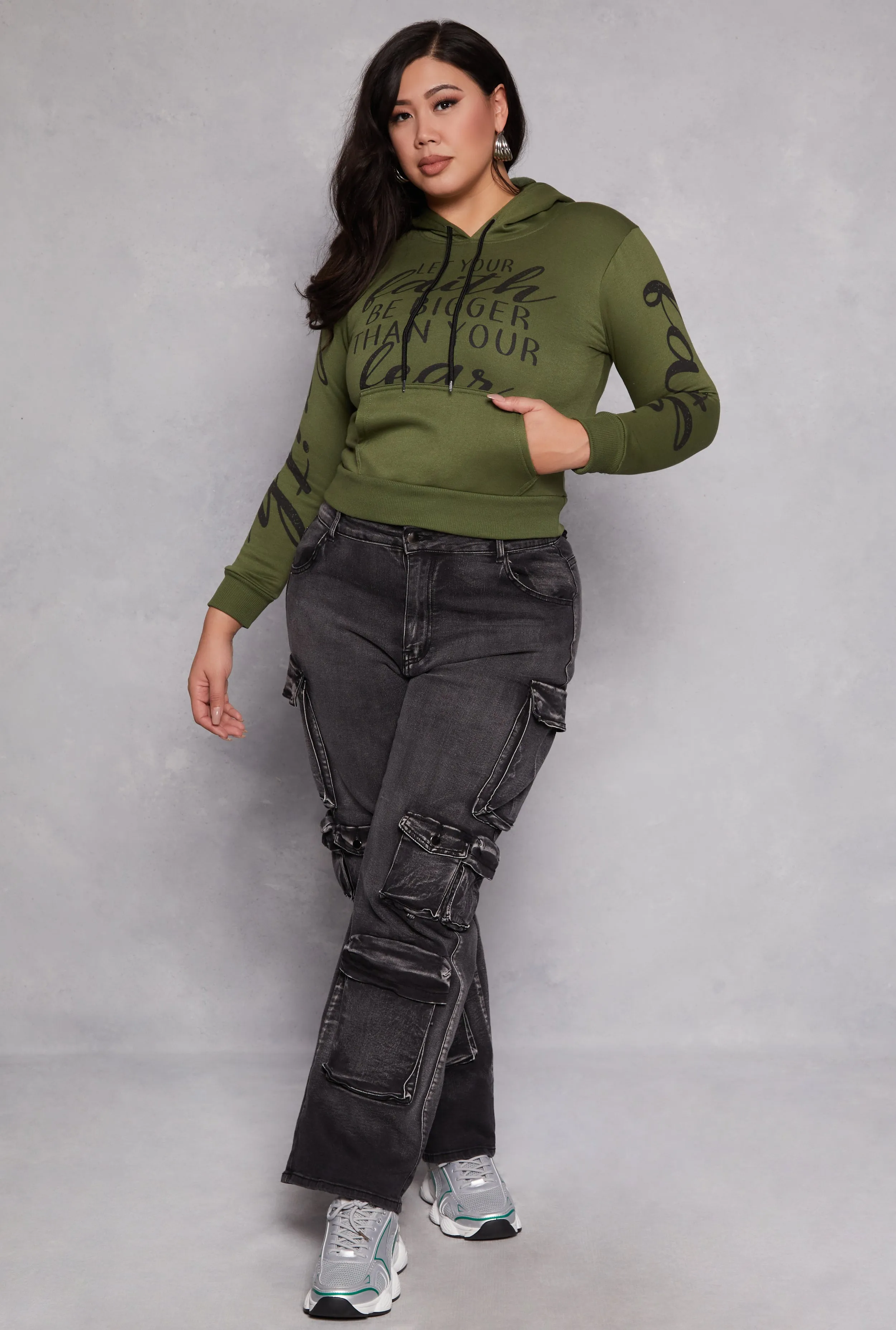 Plus Size Faith Over Fear Hooded Sweatshirt sold by Rainbow product image thumbnail 2