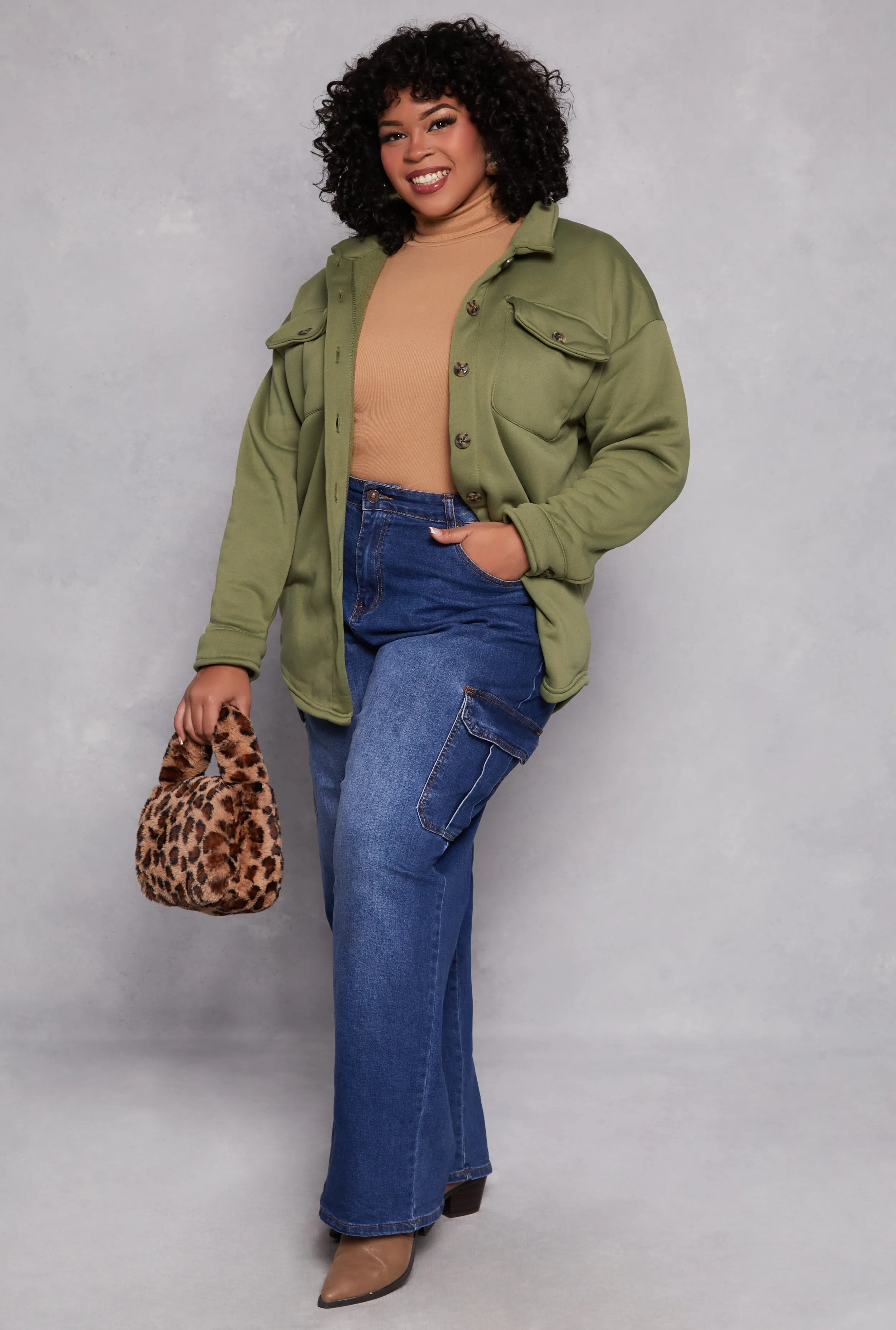 Plus Size Sherpa Lined Shacket sold by Rainbow product image thumbnail 2