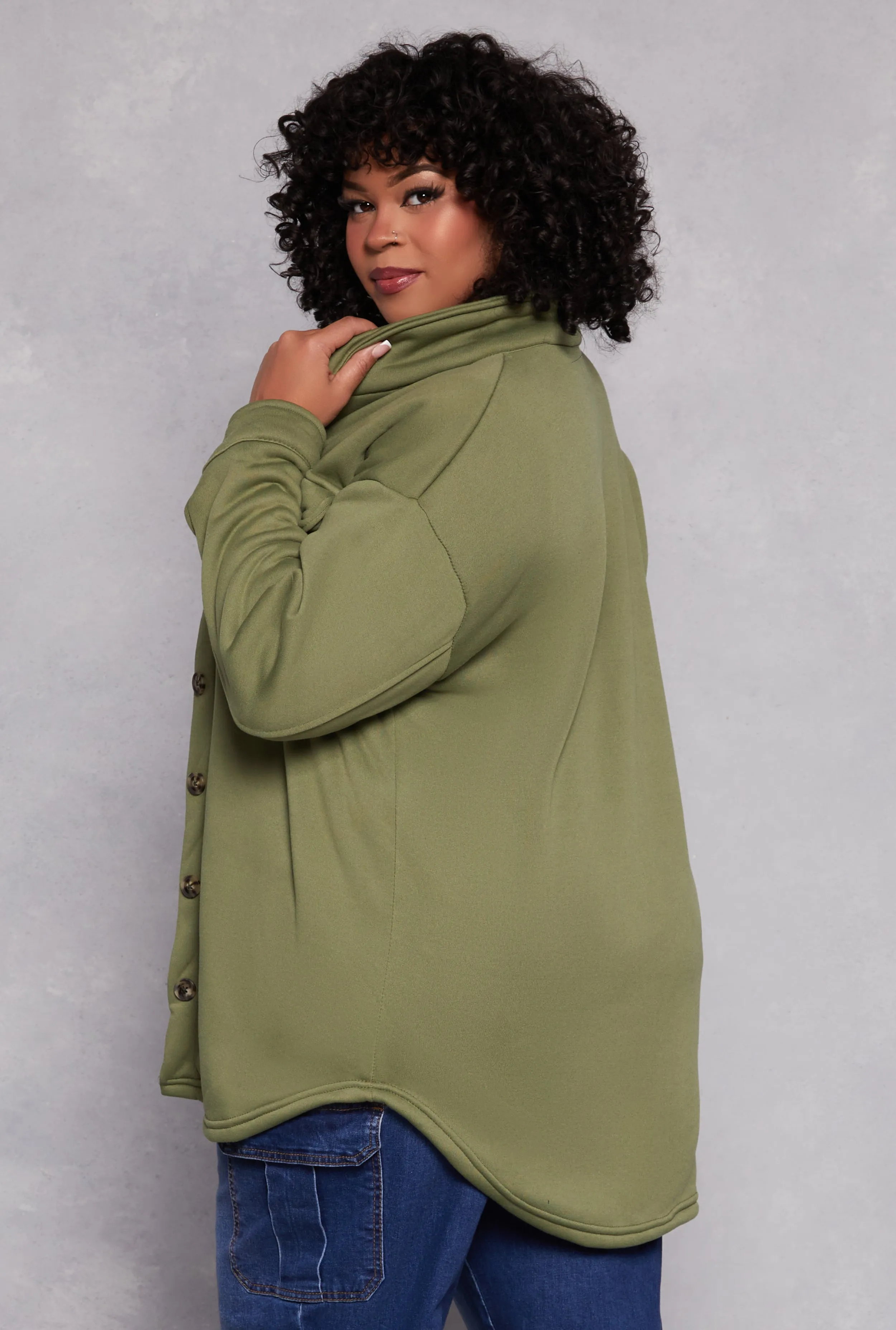 Plus Size Sherpa Lined Shacket sold by Rainbow product image thumbnail 3